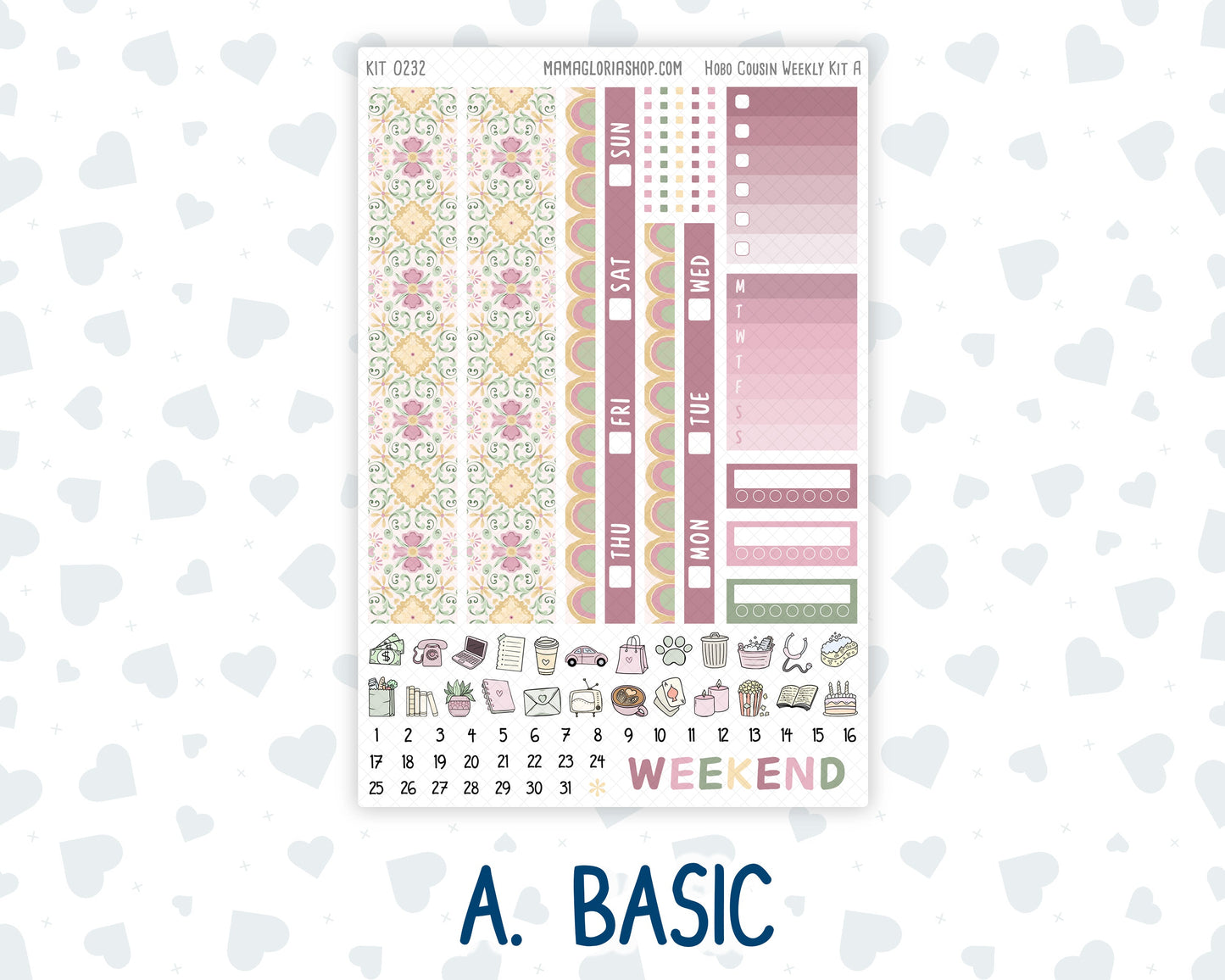 Kit 0232 - Hobonichi Cousin - Weekly Kit - September - Heirloom Garden - 1.3” Wide Columns