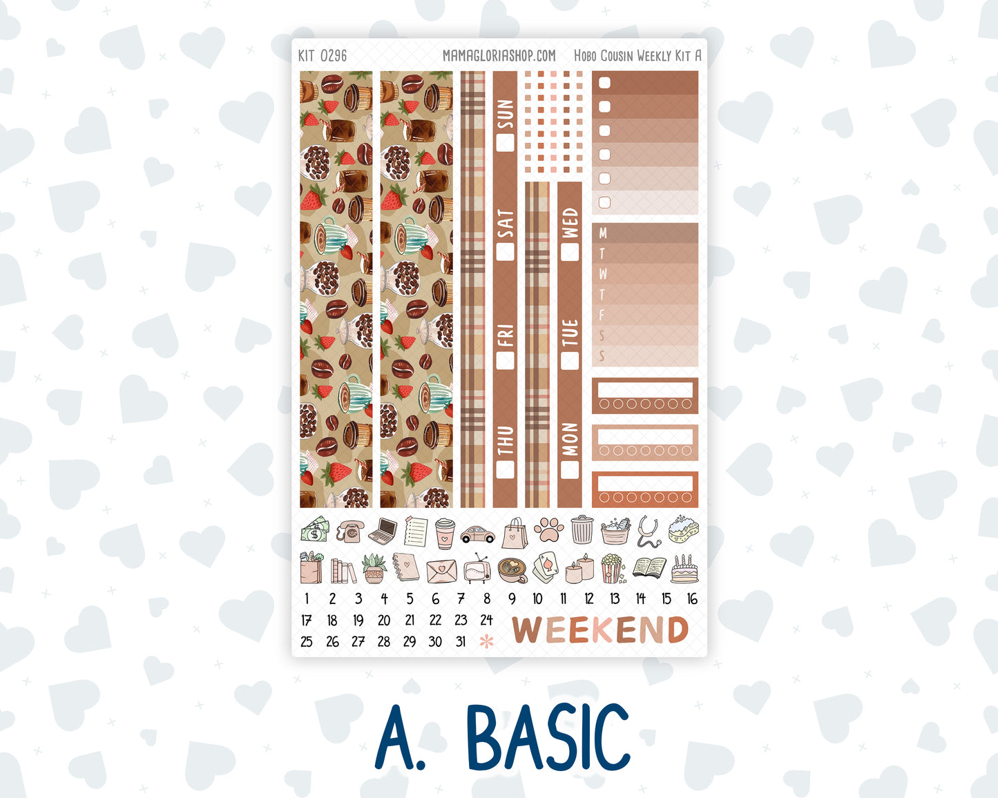 Kit 0296 - Hobonichi Cousin - Weekly Kit - September - Coffee Break - 1.3” Wide Columns