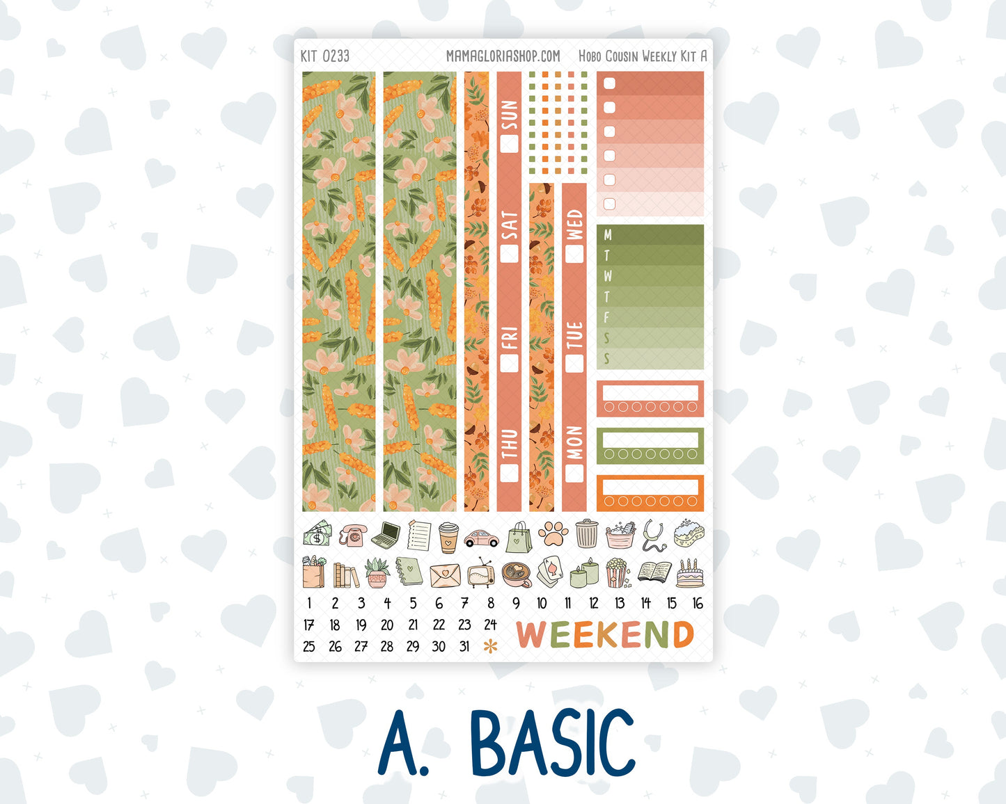 Kit 0233 - Hobonichi Cousin - Weekly Kit - September - Cinnamon Days - 1.3” Wide Columns