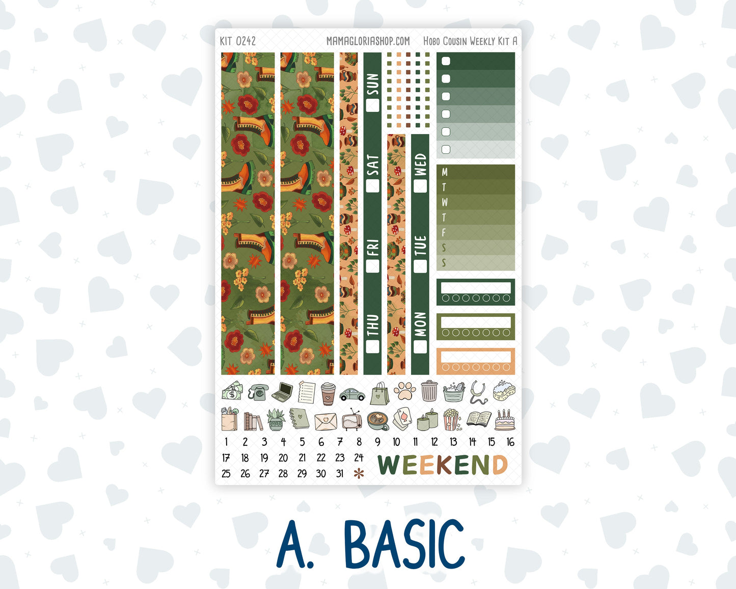 Kit 0242 - Hobonichi Cousin - Weekly Kit - November - Cottage Autumn - 1.3” Wide Columns