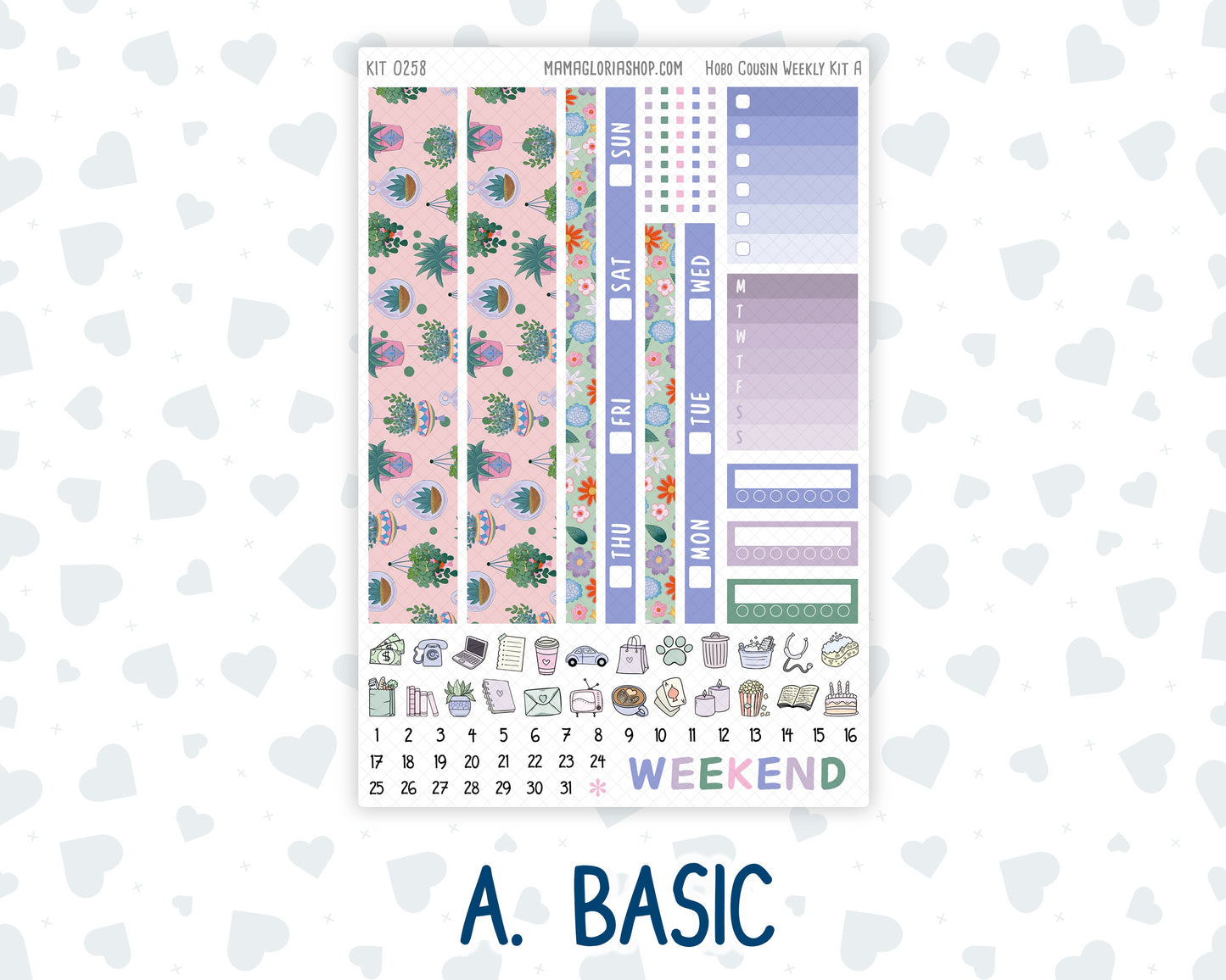 Kit 0258 - Hobonichi Cousin - Weekly Kit - March - Plant Therapy - 1.3” Wide Columns