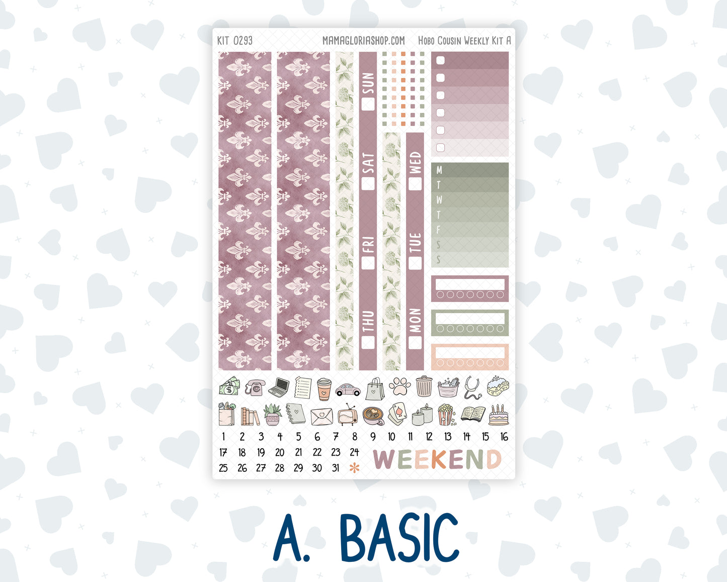 Kit 0293 - Hobonichi Cousin - Weekly Kit - September - Fleur de Provence - 1.3” Wide Columns