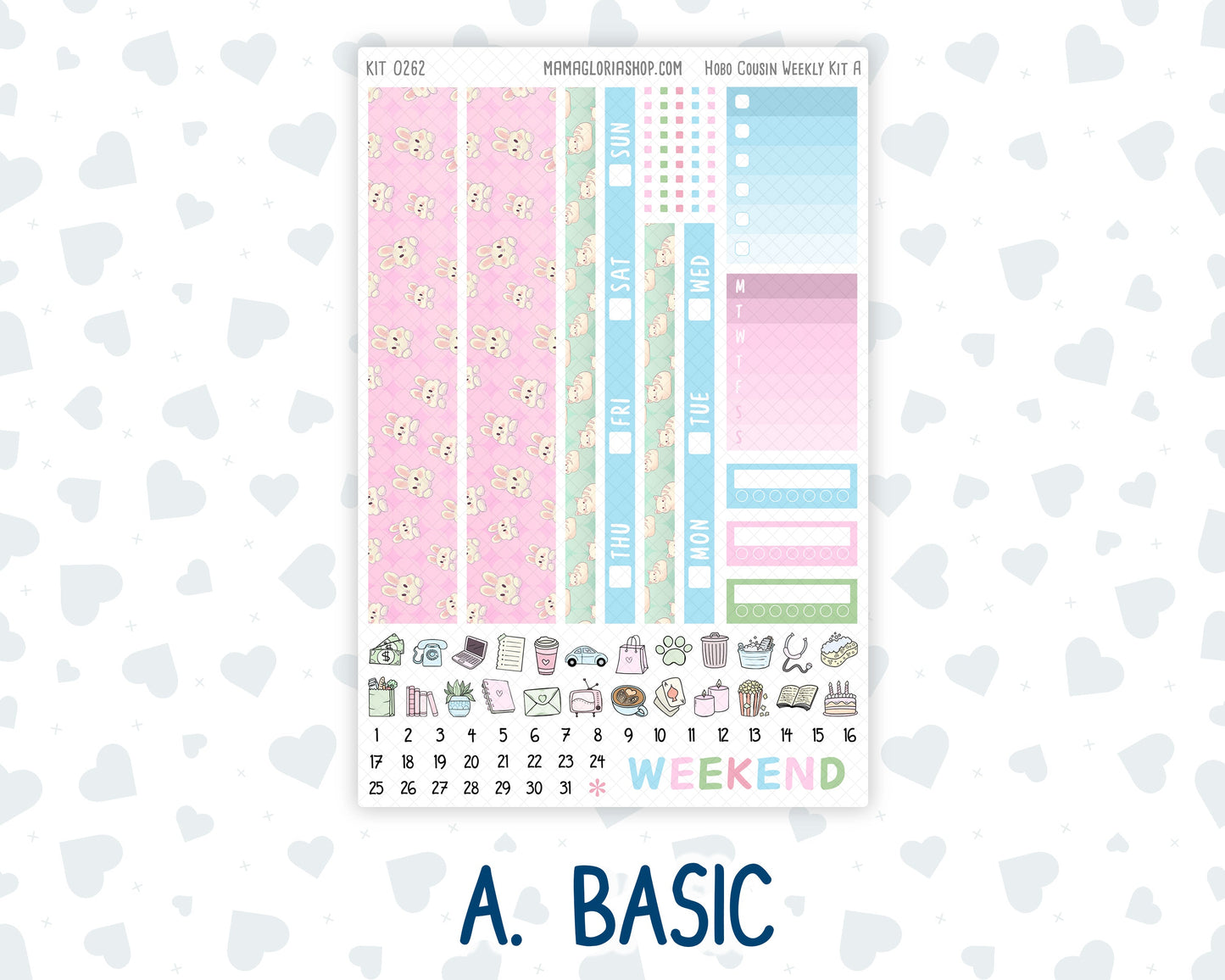 Kit 0262 - Hobonichi Cousin - Weekly Kit - April - Spring Puffs - 1.3” Wide Columns