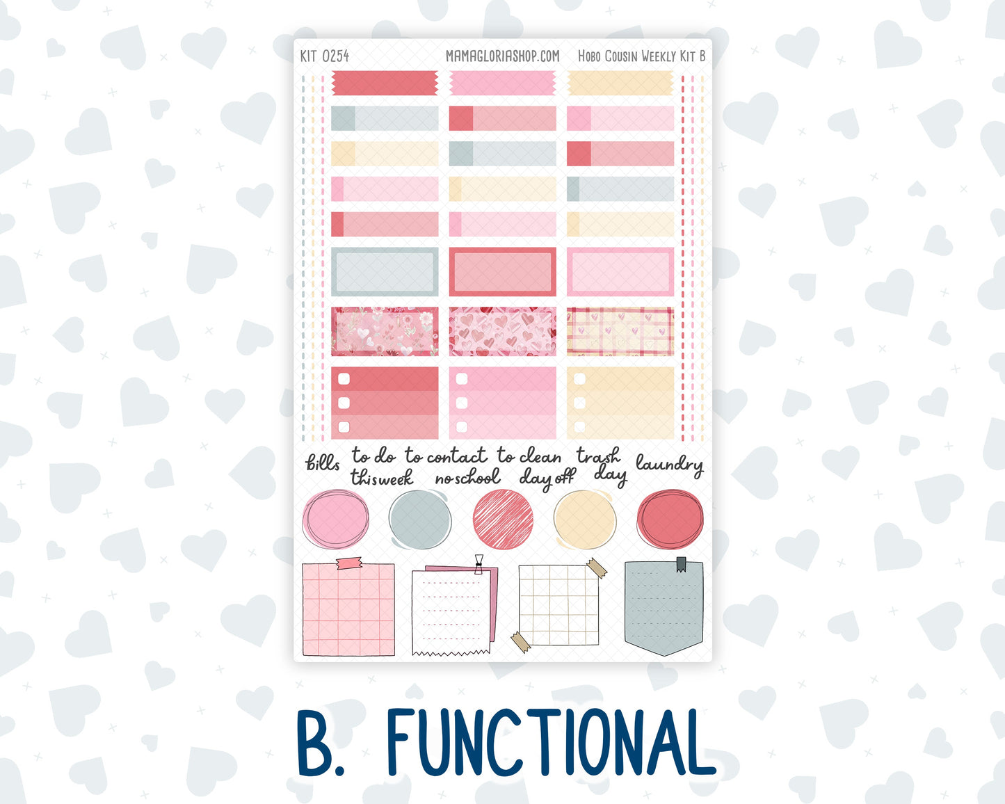 Kit 0254 - Hobonichi Cousin - Weekly Kit - February - Valentine Village - 1.3” Wide Columns
