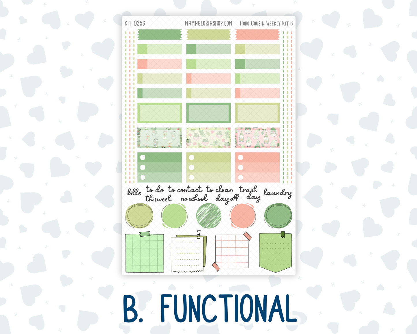 Kit 0256 - Hobonichi Cousin - Weekly Kit - March - Froggy Luck - 1.3” Wide Columns