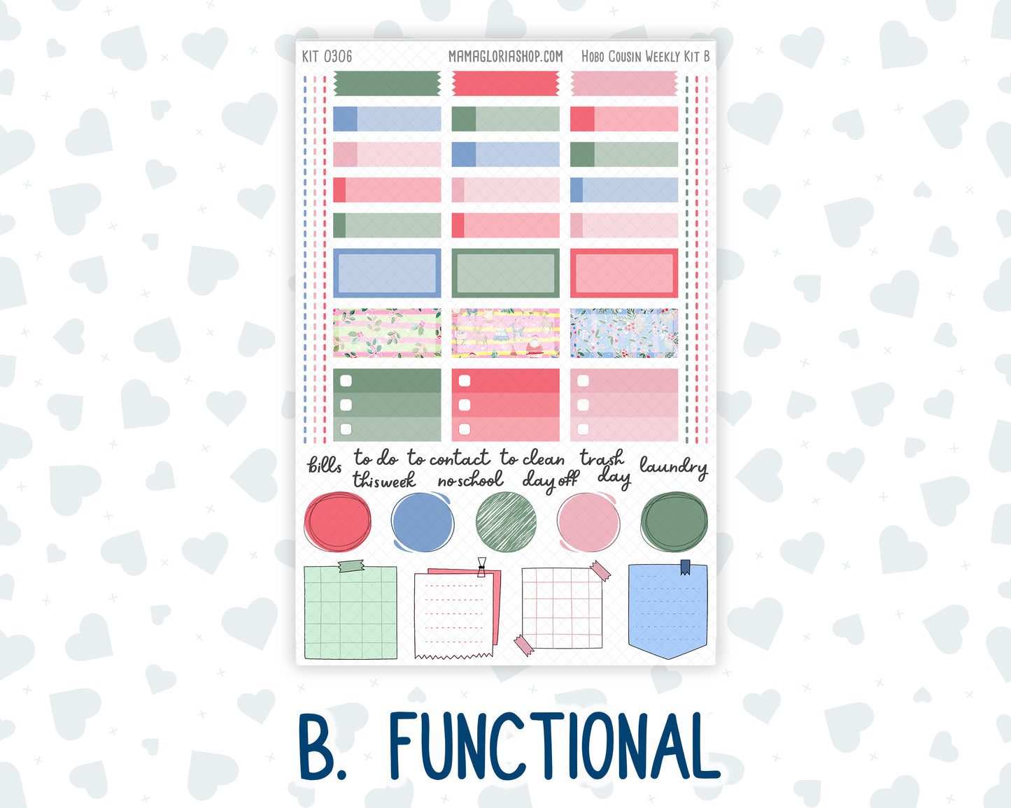 Kit 0306 - Hobonichi Cousin - Weekly Kit - December - Jolly Mischief - 1.3” Wide Columns