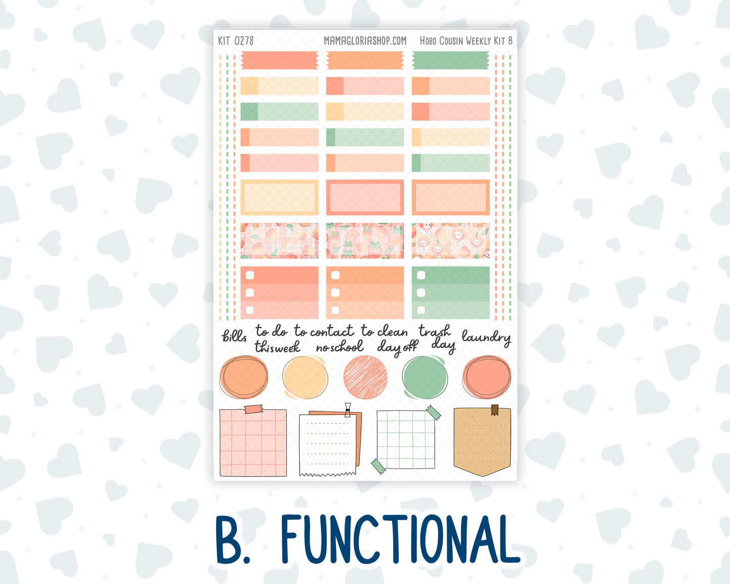 Kit 0278 - Hobonichi Cousin - Weekly Kit - August - Oops, All Peaches - 1.3” Wide Columns