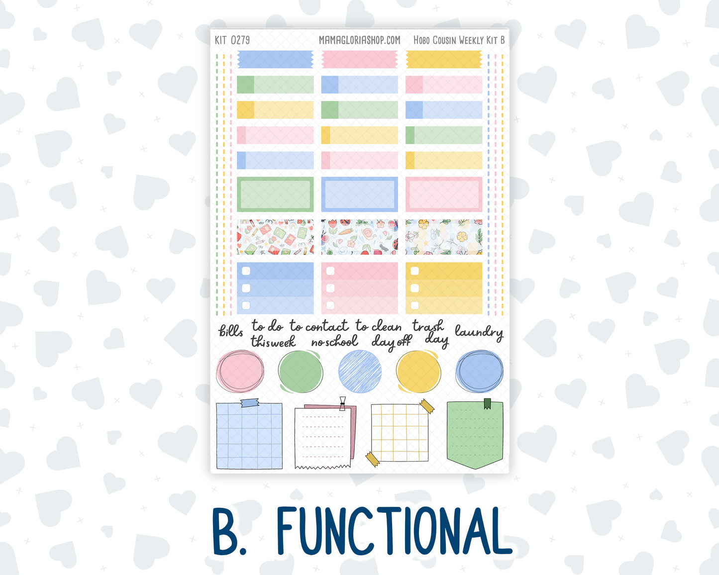 Kit 0279 - Hobonichi Cousin - Weekly Kit - August - Not Ready For School - 1.3” Wide Columns