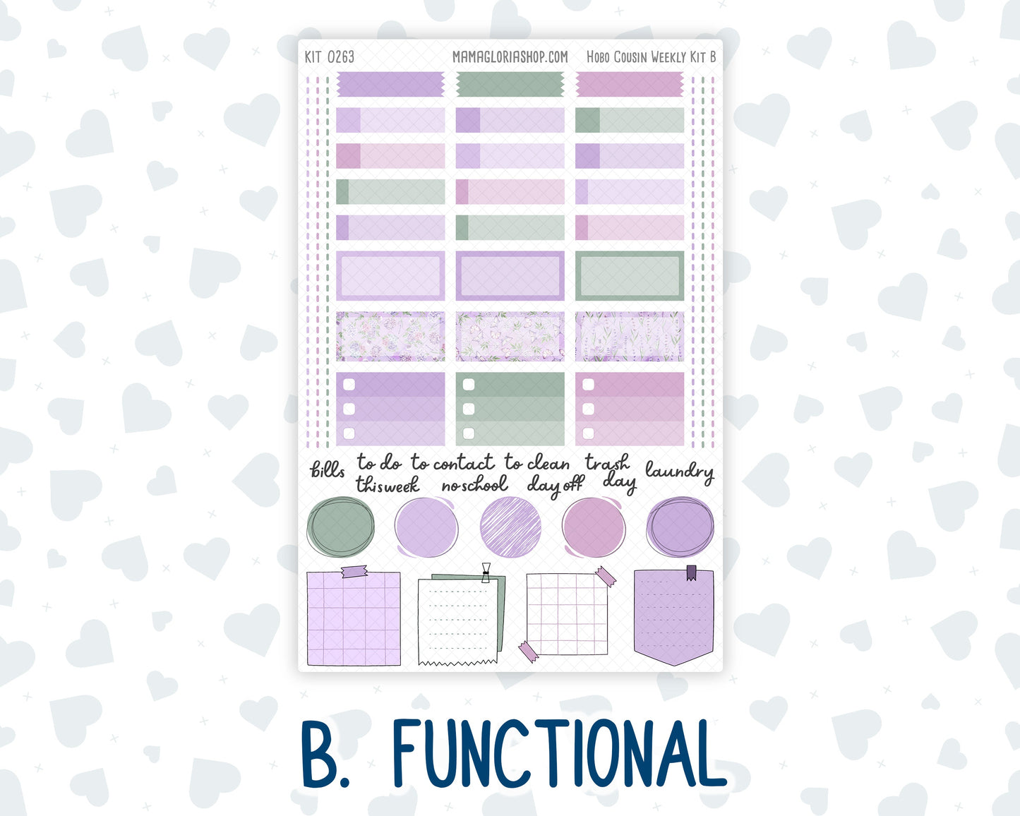 Kit 0263 - Hobonichi Cousin - Weekly Kit - April - Lavender Drift - 1.3” Wide Columns