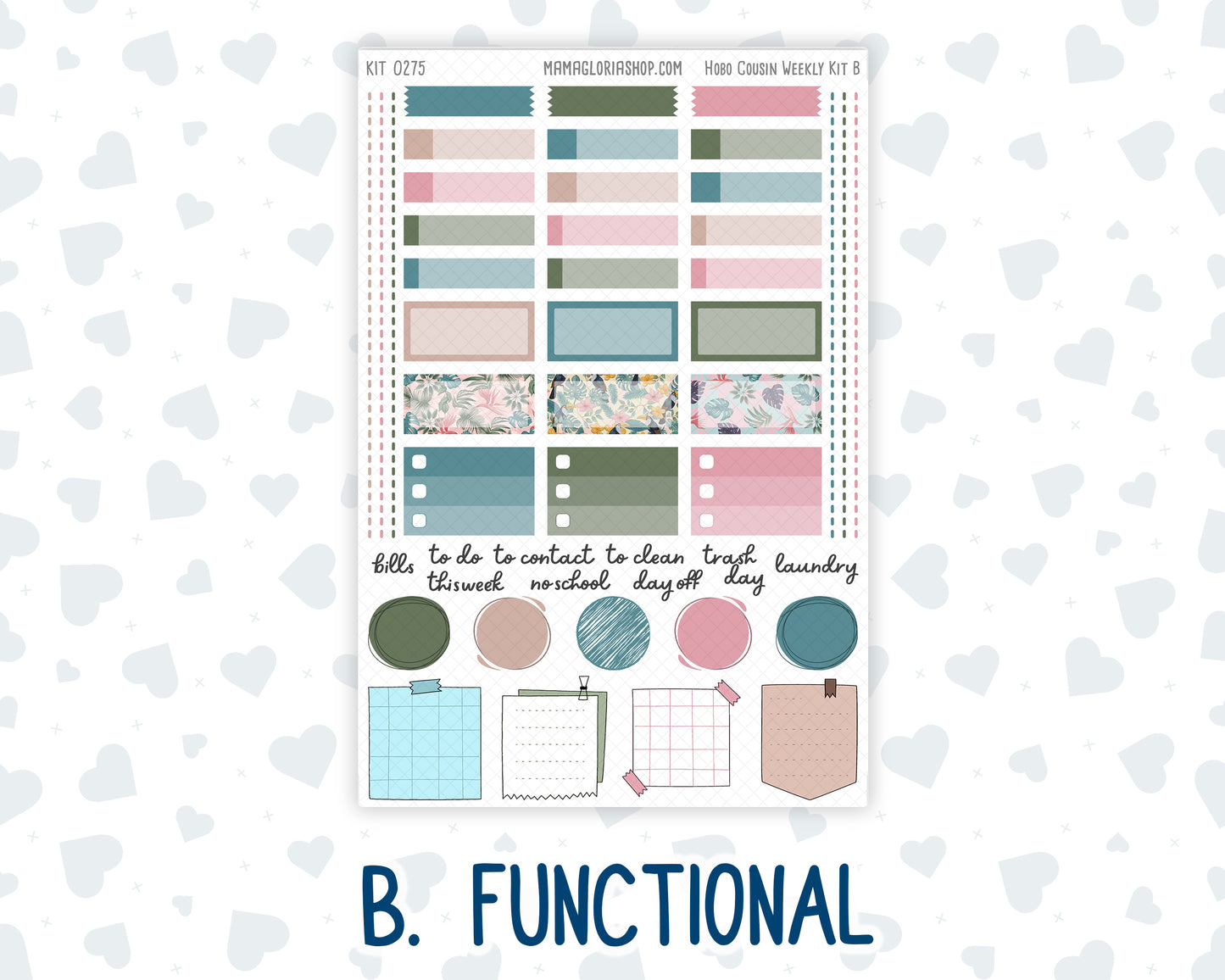 Kit 0275 - Hobonichi Cousin - Weekly Kit - July - Tropical Safari Blush - 1.3” Wide Columns