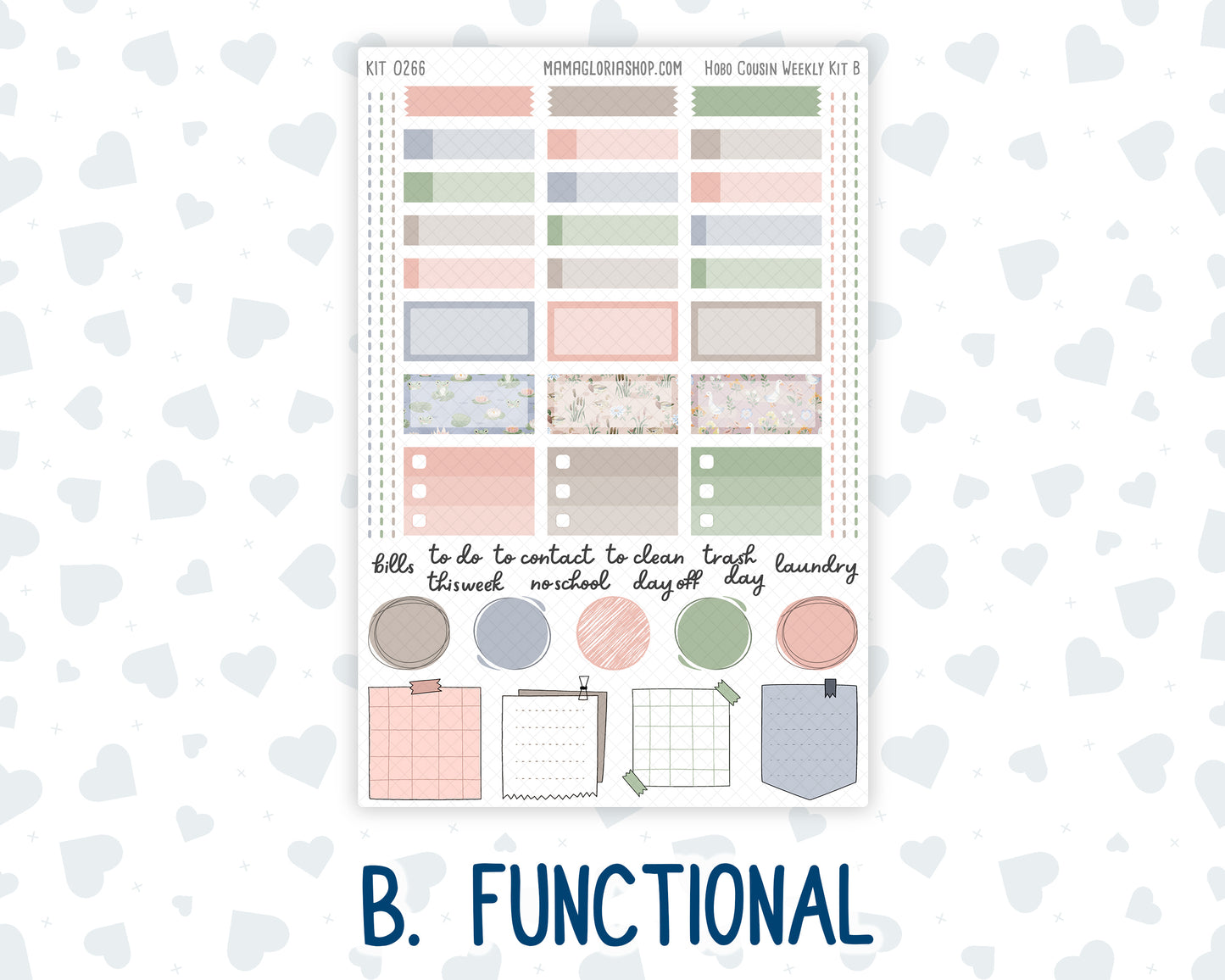 Kit 0266 - Hobonichi Cousin - Weekly Kit - May - Froggy Lake Picnic - 1.3” Wide Columns