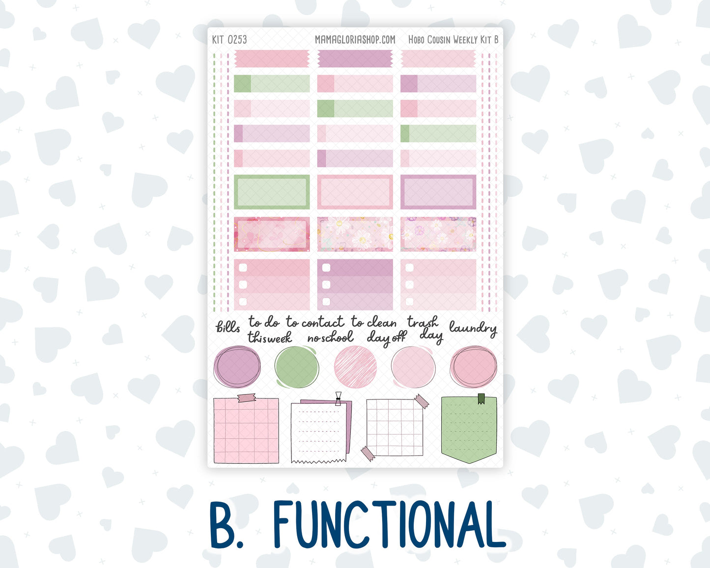 Kit 0253 - Hobonichi Cousin - Weekly Kit - February - Rosy Daydreams - 1.3” Wide Columns