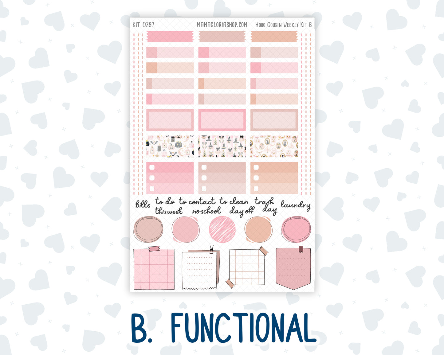 Kit 0297 - Hobonichi Cousin - Weekly Kit - October - Pink Spell - 1.3” Wide Columns