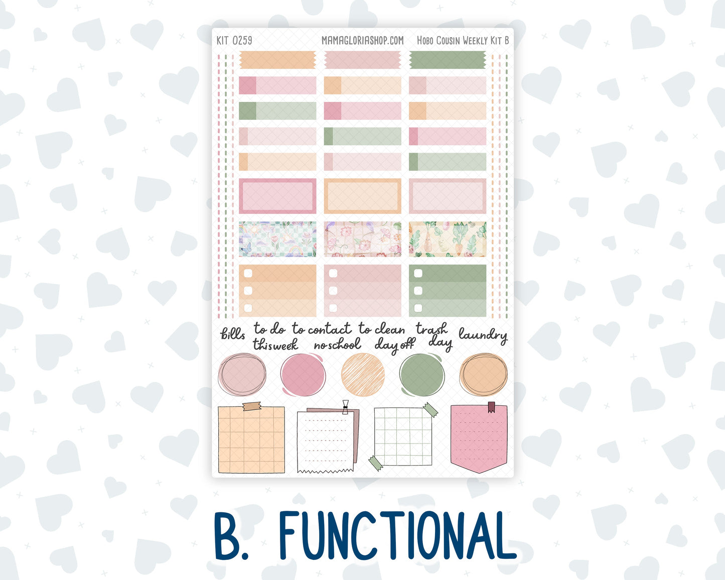 Kit 0259 - Hobonichi Cousin - Weekly Kit - March - Spring Garden Chores - 1.3” Wide Columns