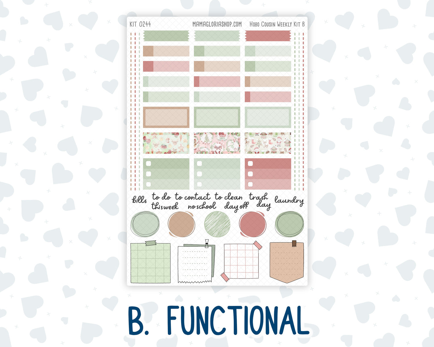 Kit 0244 - Hobonichi Cousin - Weekly Kit - December - Santas Village - 1.3” Wide Columns