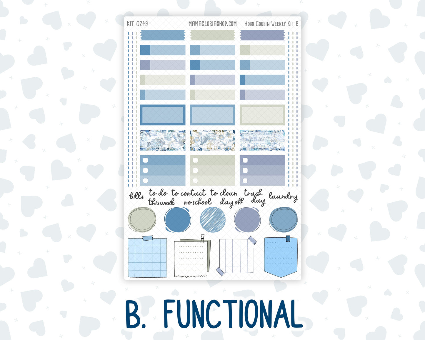 Kit 0249 - Hobonichi Cousin - Weekly Kit - January - Icy Lace - 1.3” Wide Columns