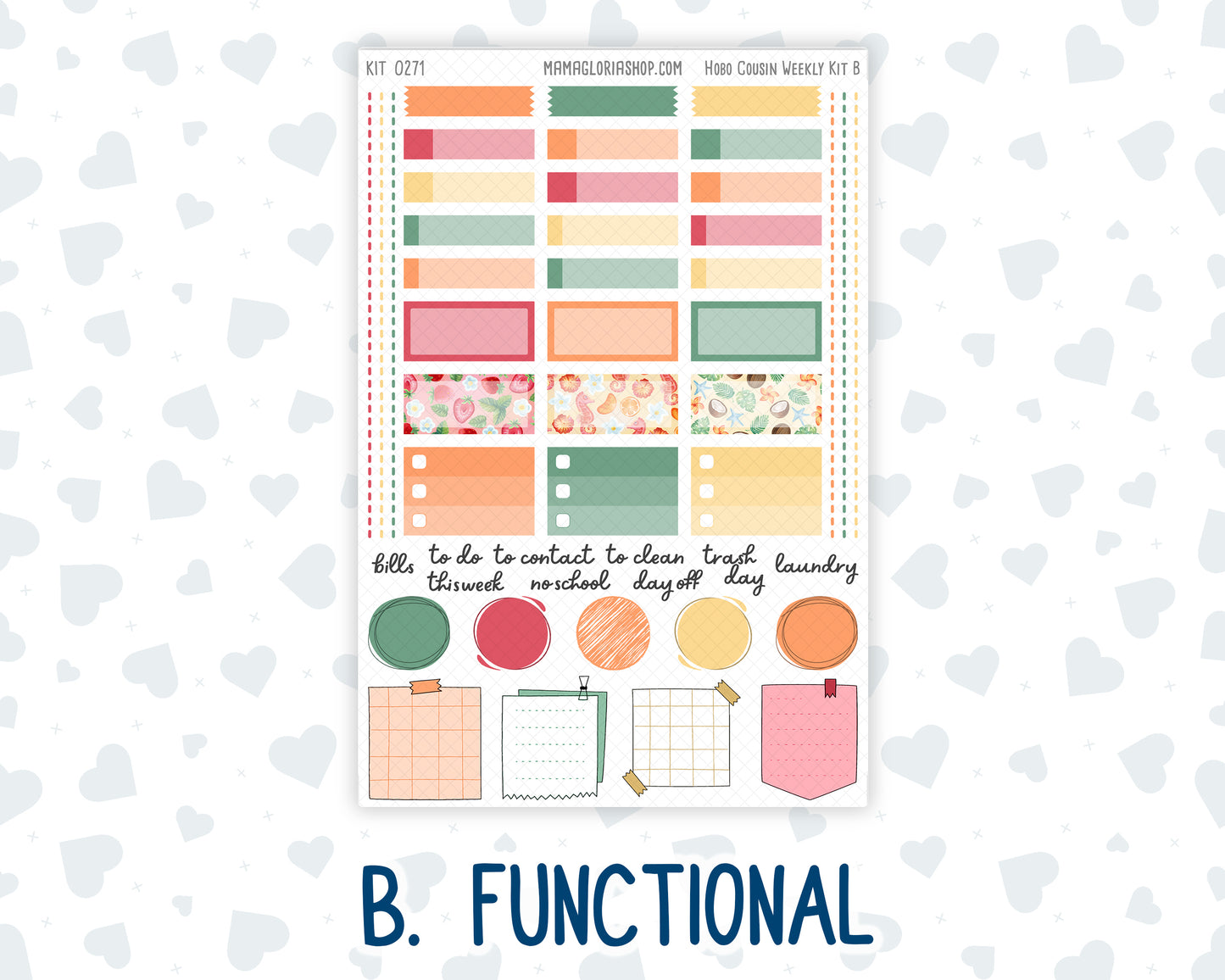 Kit 0271 - Hobonichi Cousin - Weekly Kit - June - Strawberry Shore - 1.3” Wide Columns