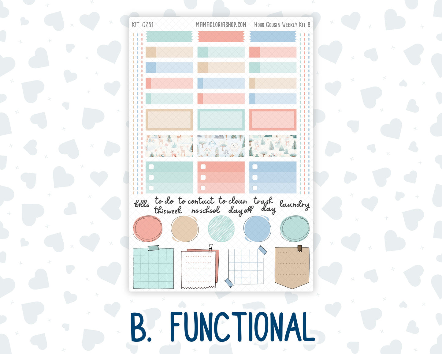 Kit 0251 - Hobonichi Cousin - Weekly Kit - January - Pine & Paws - 1.3” Wide Columns