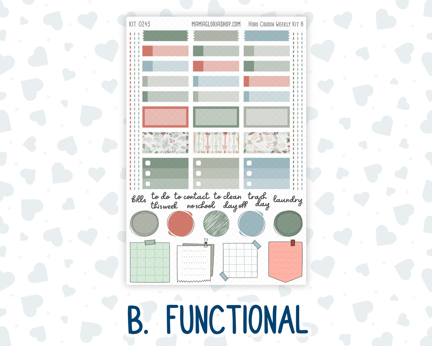 Kit 0245 - Hobonichi Cousin - Weekly Kit - December - Vintage Christmas - 1.3” Wide Columns