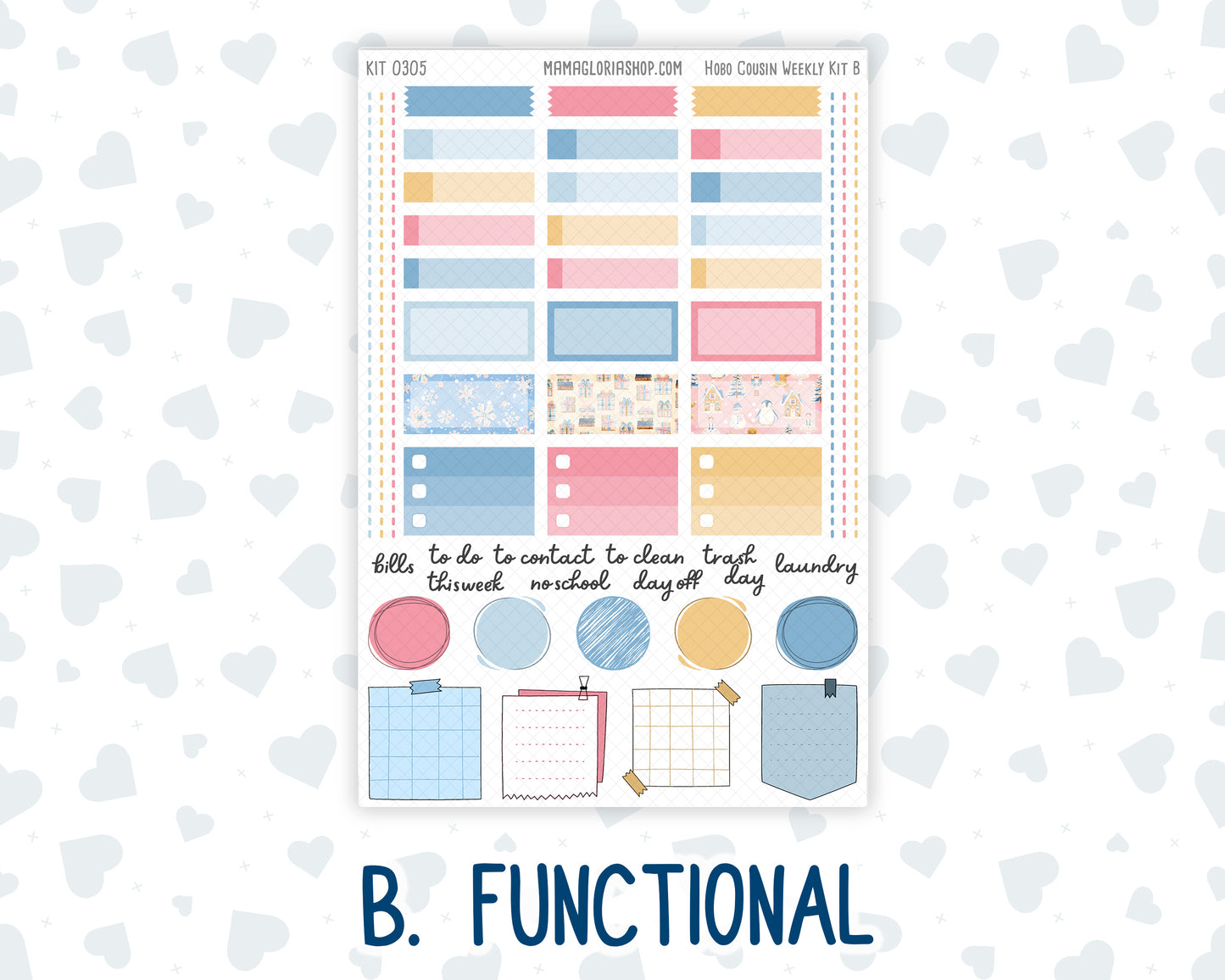 Kit 0305 - Hobonichi Cousin - Weekly Kit - December - Sugarplum Parade - 1.3” Wide Columns