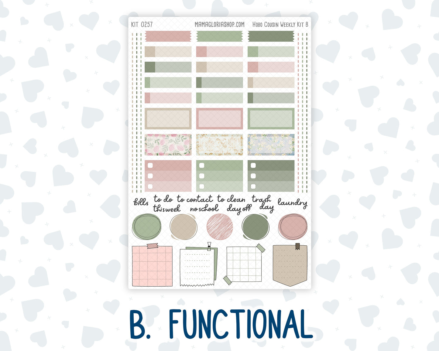 Kit 0257 - Hobonichi Cousin - Weekly Kit - March - Blush Garden - 1.3” Wide Columns