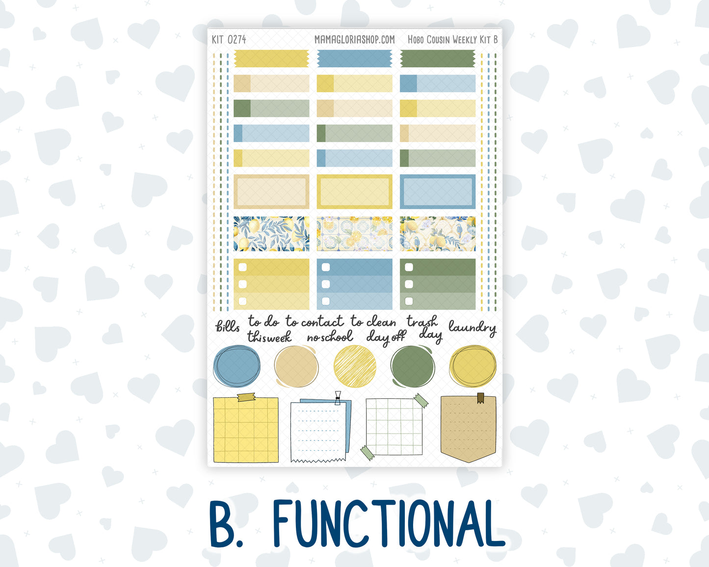 Kit 0274 - Hobonichi Cousin - Weekly Kit - July - Sunny Lemon Shore - 1.3” Wide Columns