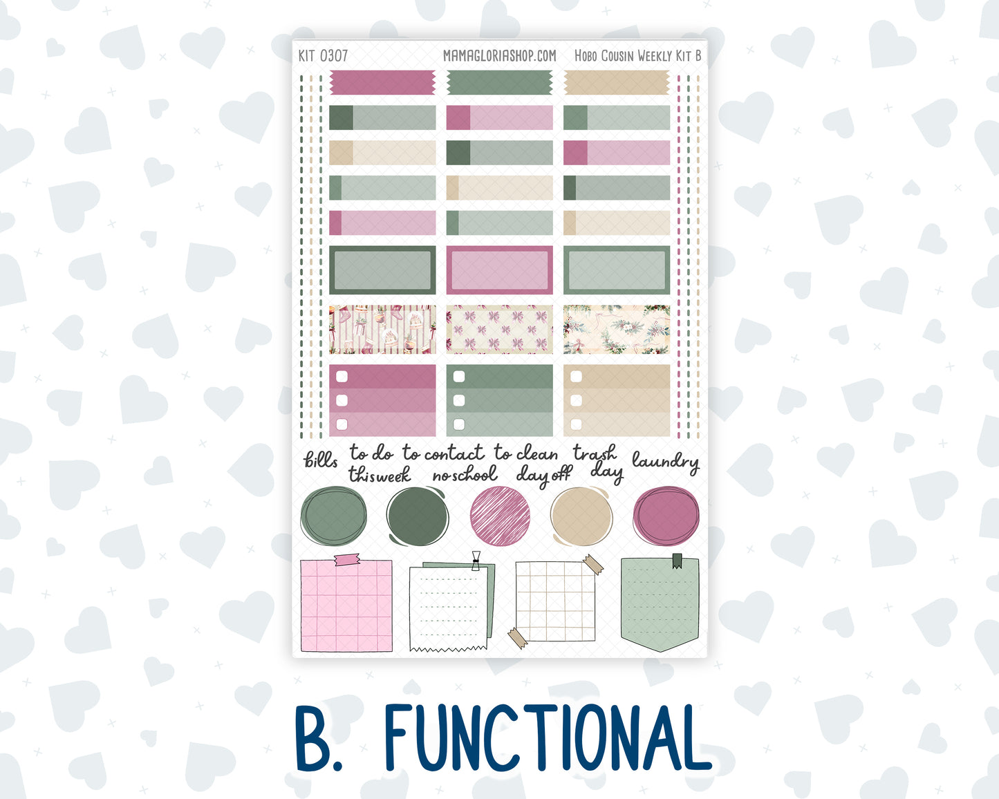 Kit 0307 - Hobonichi Cousin - Weekly Kit - December - Velvet Hearth - 1.3” Wide Columns