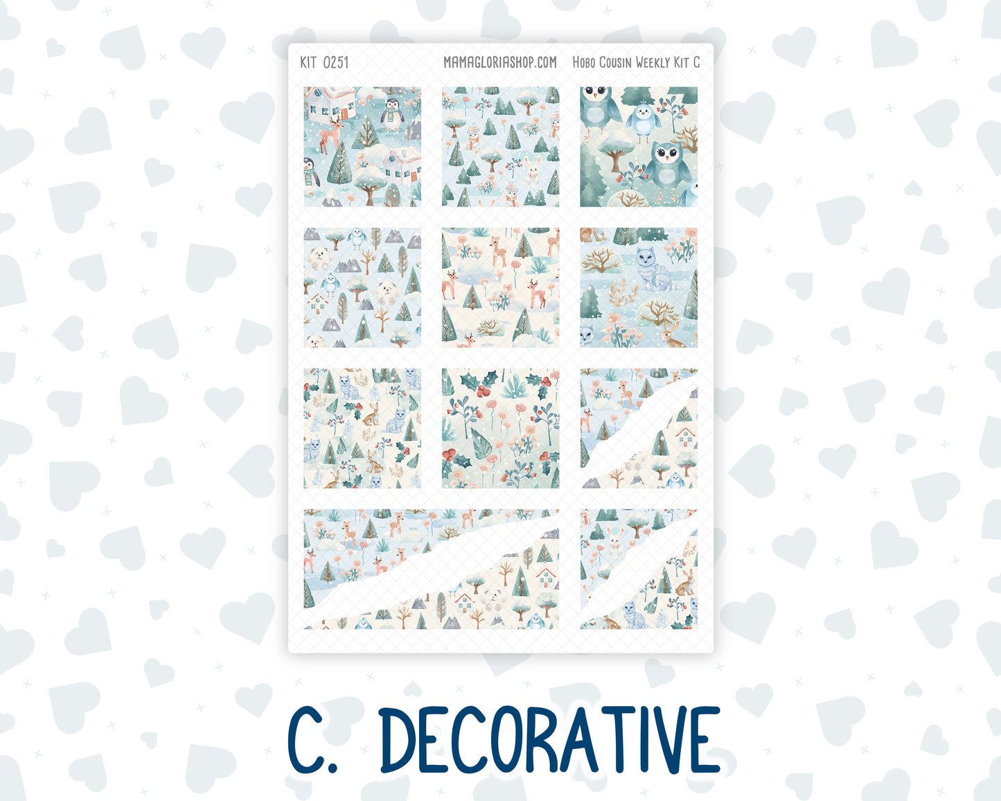 Kit 0251 - Hobonichi Cousin - Weekly Kit - January - Pine & Paws - 1.3” Wide Columns