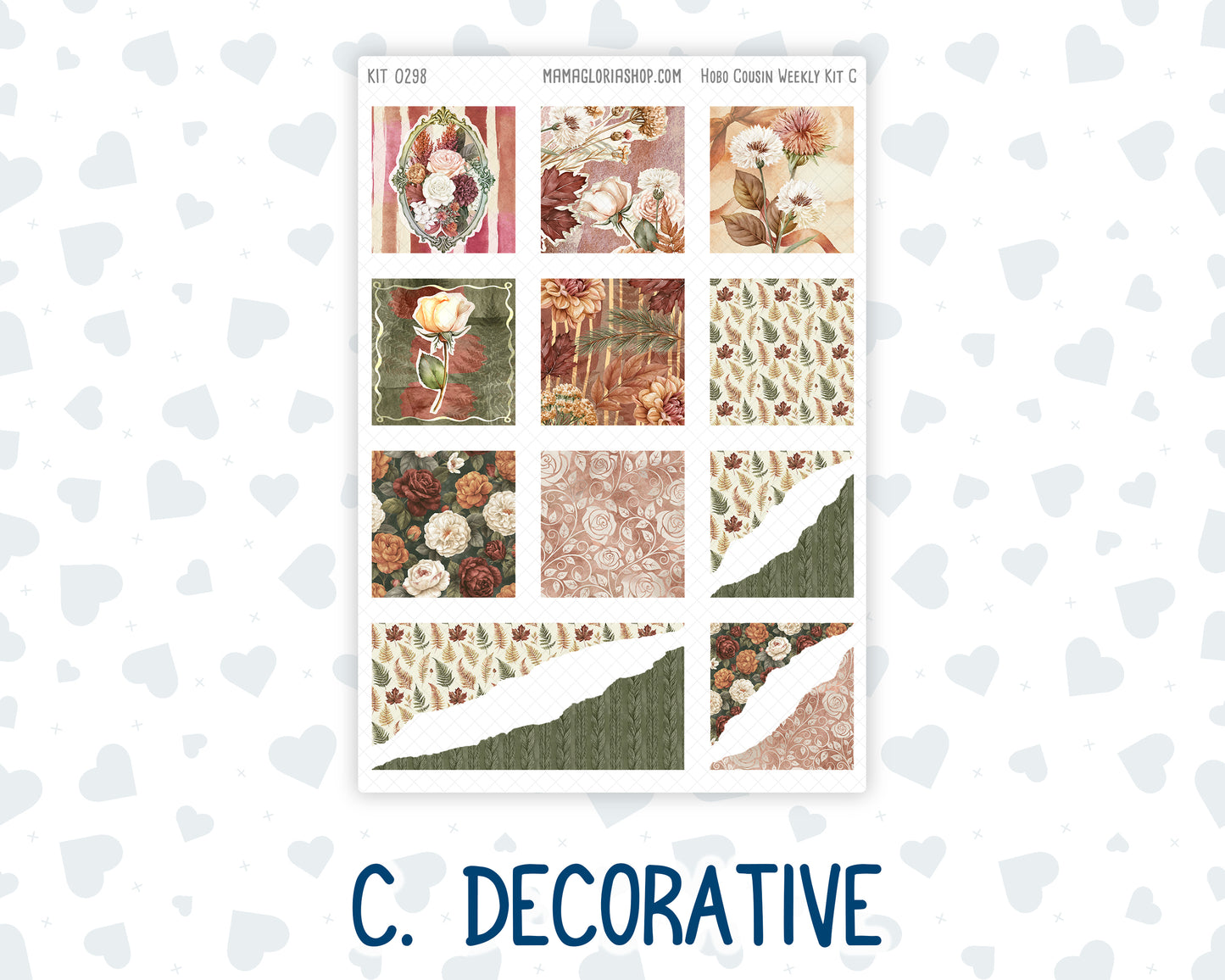 Kit 0298 - Hobonichi Cousin - Weekly Kit - October - Velvet Bloom - 1.3” Wide Columns