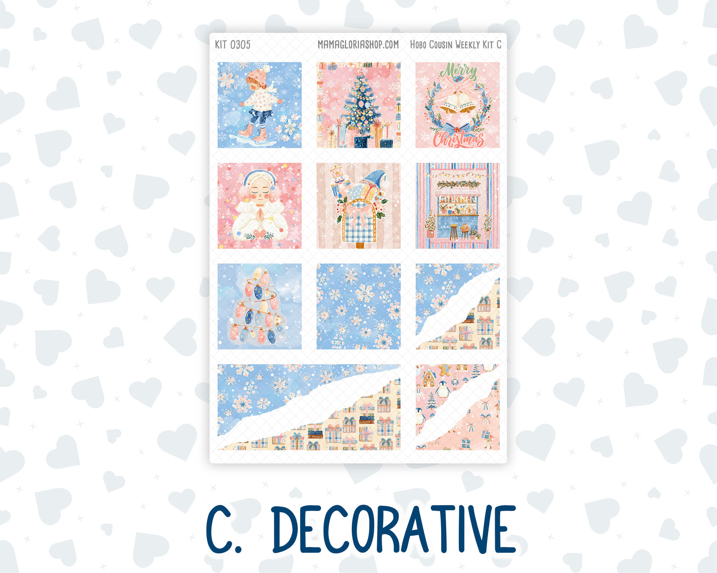 Kit 0305 - Hobonichi Cousin - Weekly Kit - December - Sugarplum Parade - 1.3” Wide Columns