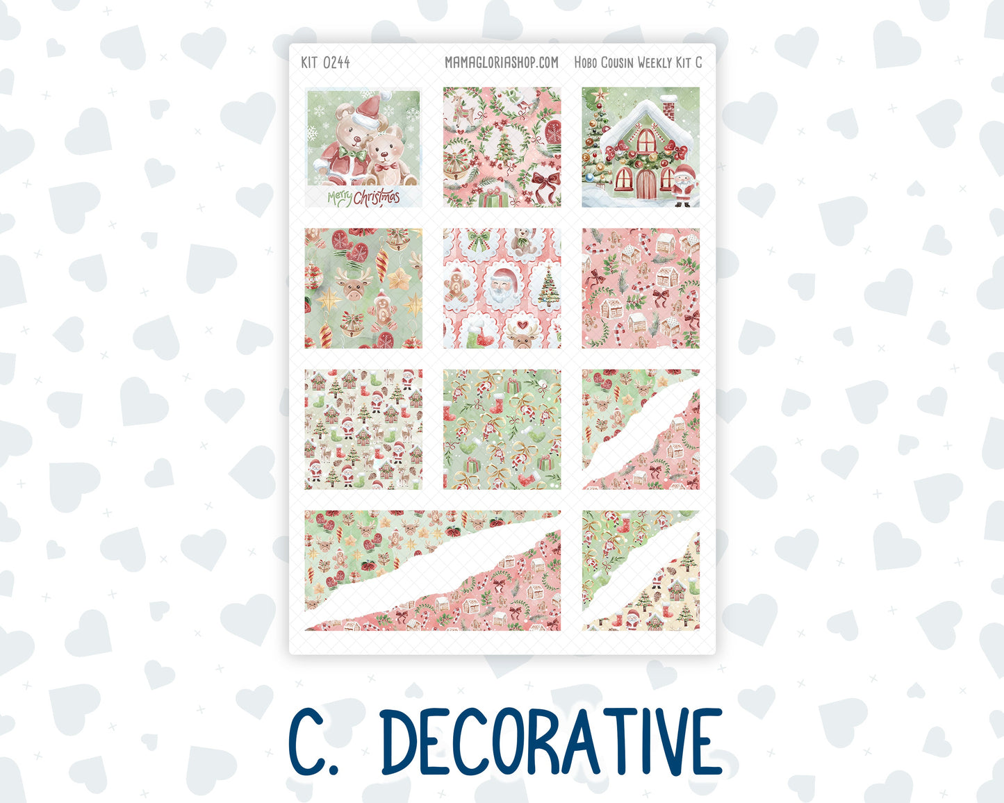 Kit 0244 - Hobonichi Cousin - Weekly Kit - December - Santas Village - 1.3” Wide Columns