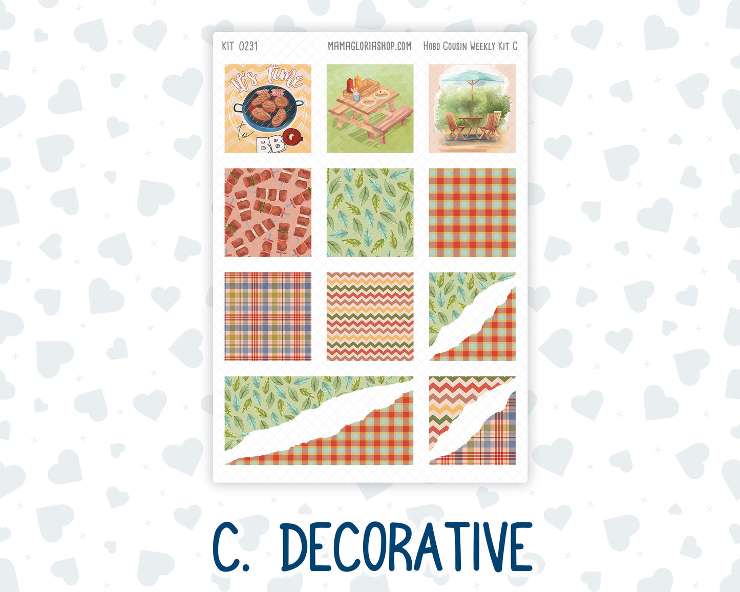 Kit 0231 - Hobonichi Cousin - Weekly Kit - August - Backyard BBQ - 1.3” Wide Columns