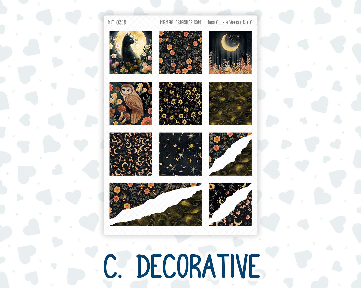 Kit 0238 - Hobonichi Cousin - Weekly Kit - October - Starry Autumn Nights - 1.3” Wide Columns