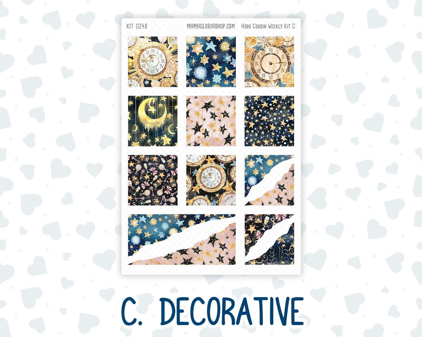 Kit 0248 - Hobonichi Cousin - Weekly Kit - January - Midnight Countdown - 1.3” Wide Columns