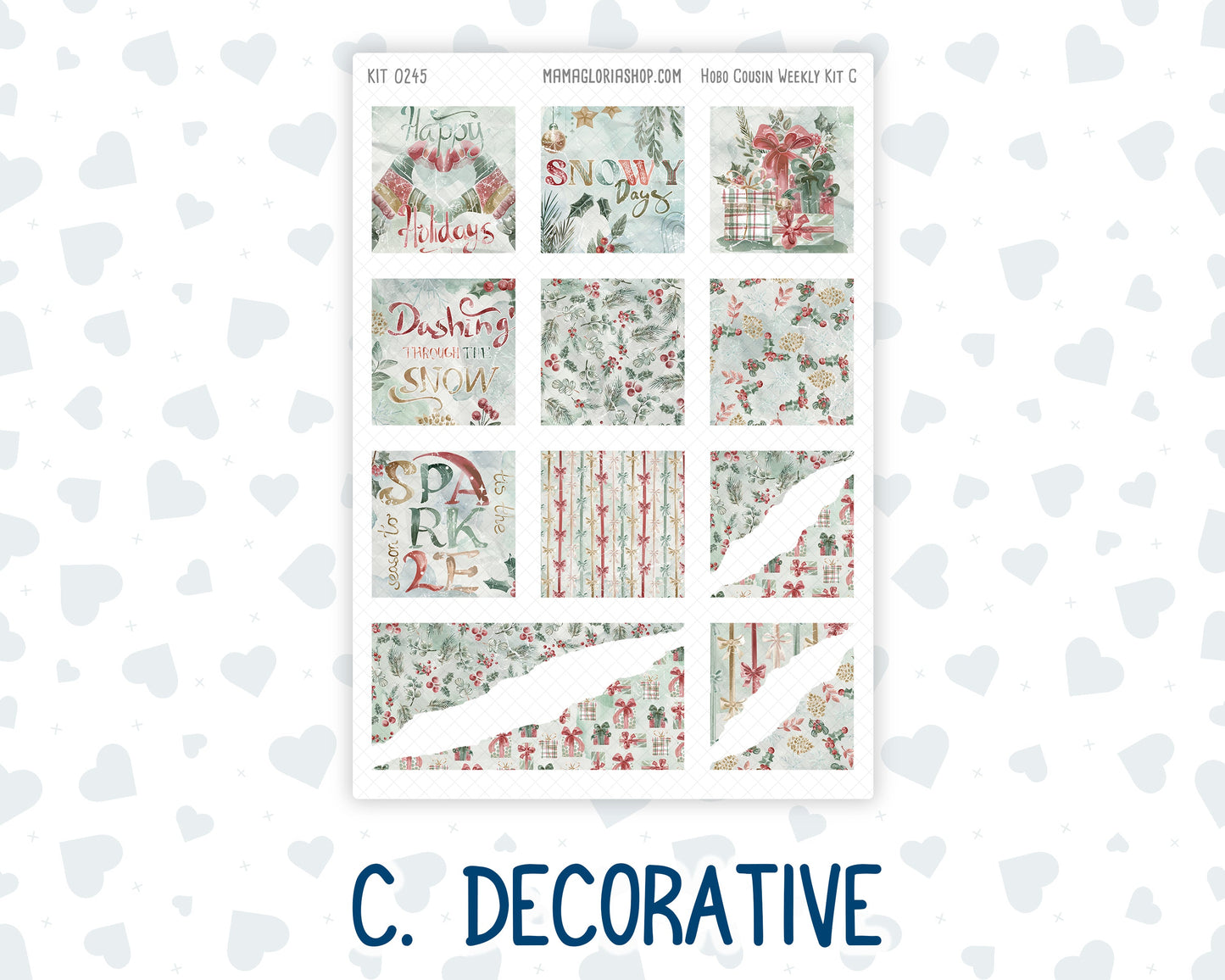 Kit 0245 - Hobonichi Cousin - Weekly Kit - December - Vintage Christmas - 1.3” Wide Columns