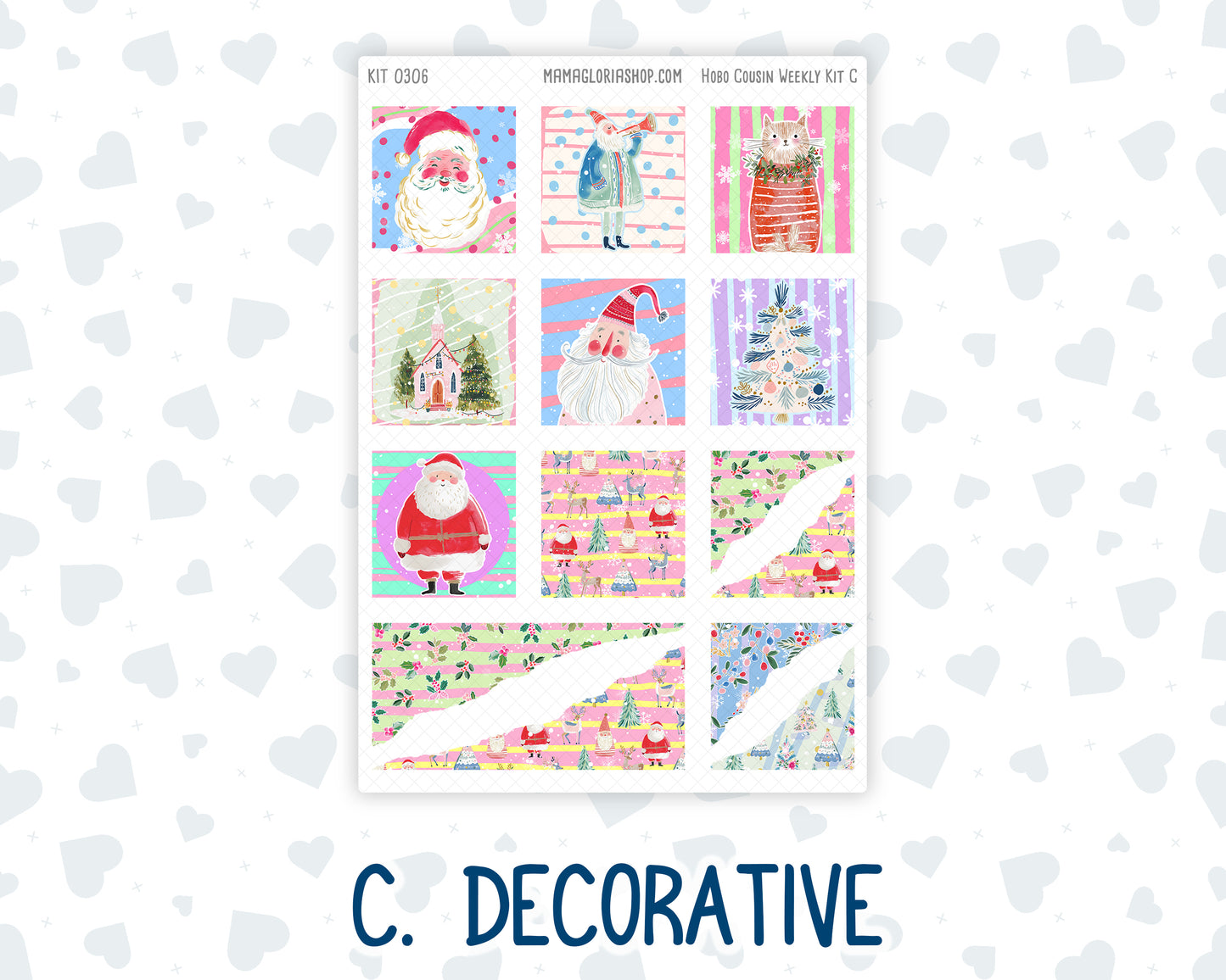 Kit 0306 - Hobonichi Cousin - Weekly Kit - December - Jolly Mischief - 1.3” Wide Columns