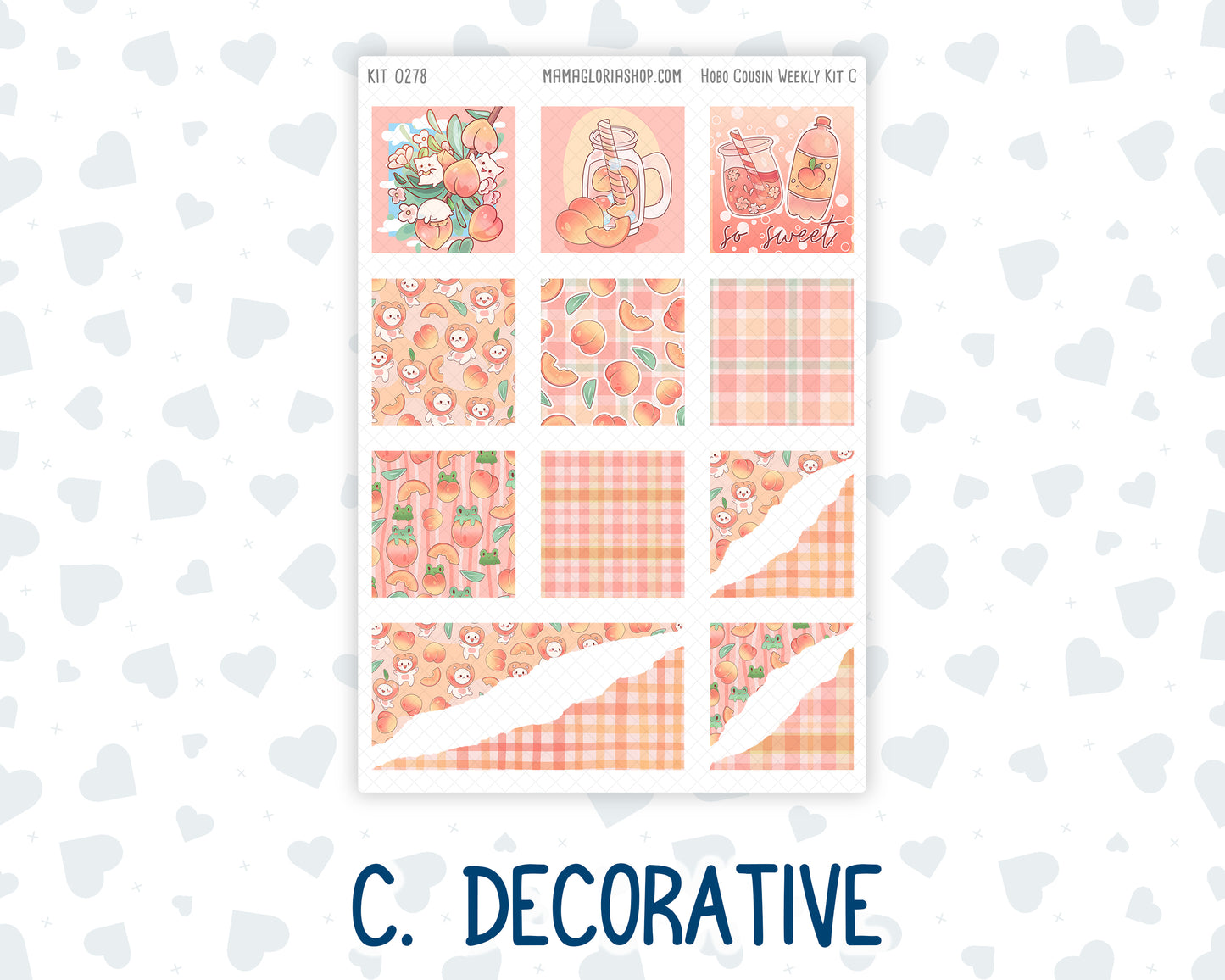 Kit 0278 - Hobonichi Cousin - Weekly Kit - August - Oops, All Peaches - 1.3” Wide Columns