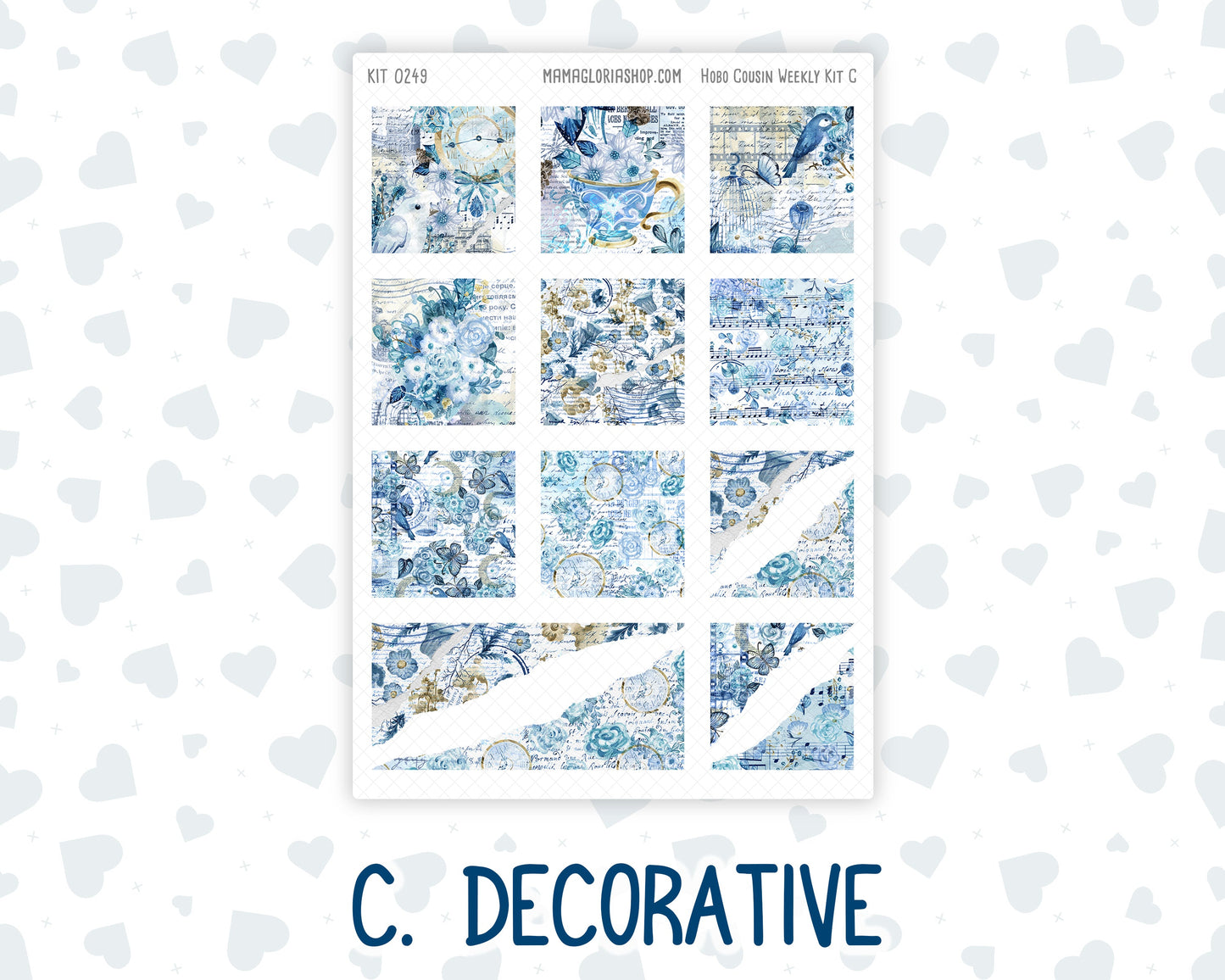 Kit 0249 - Hobonichi Cousin - Weekly Kit - January - Icy Lace - 1.3” Wide Columns