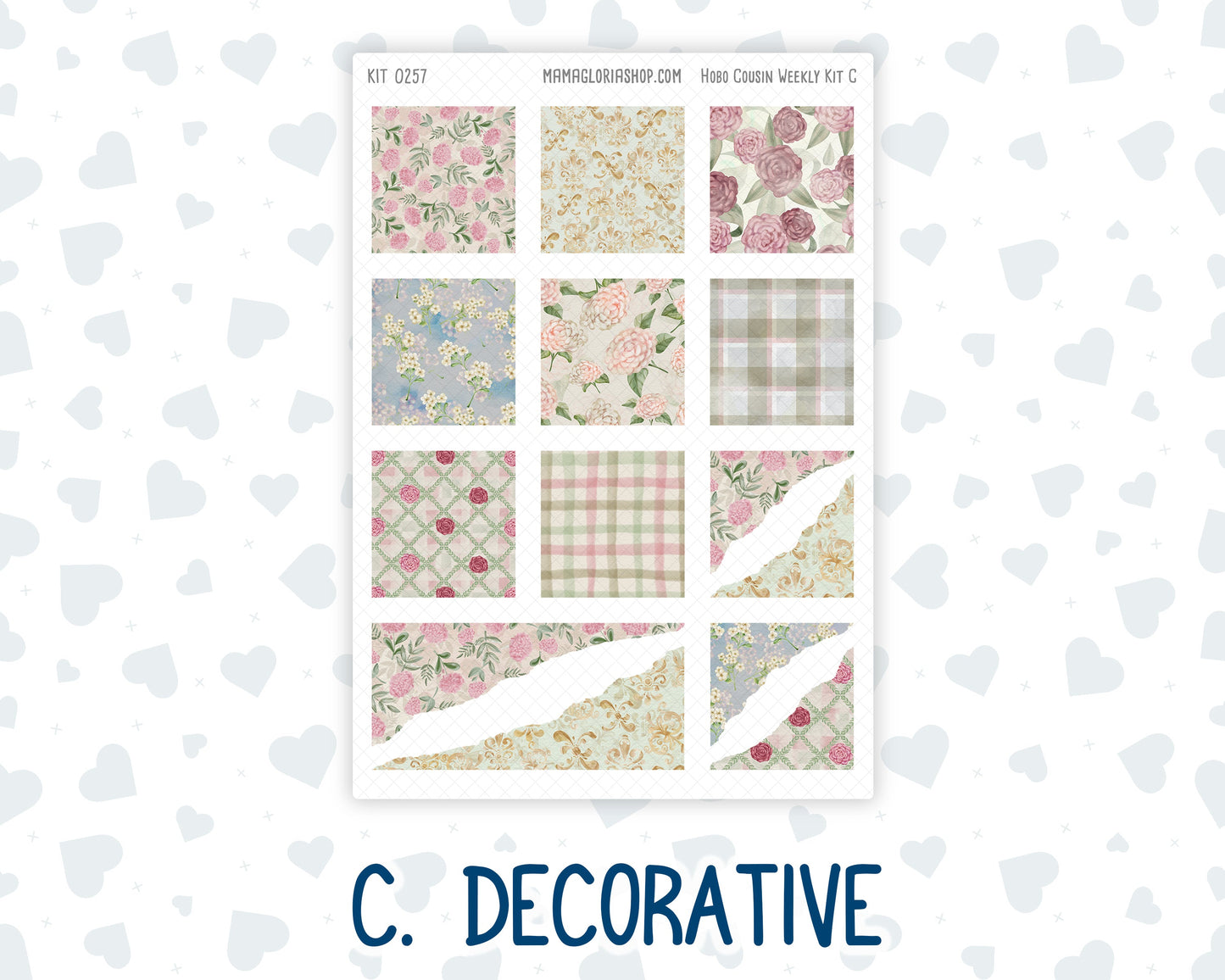 Kit 0257 - Hobonichi Cousin - Weekly Kit - March - Blush Garden - 1.3” Wide Columns