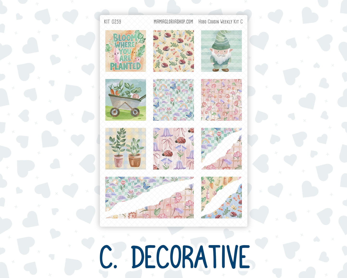 Kit 0259 - Hobonichi Cousin - Weekly Kit - March - Spring Garden Chores - 1.3” Wide Columns