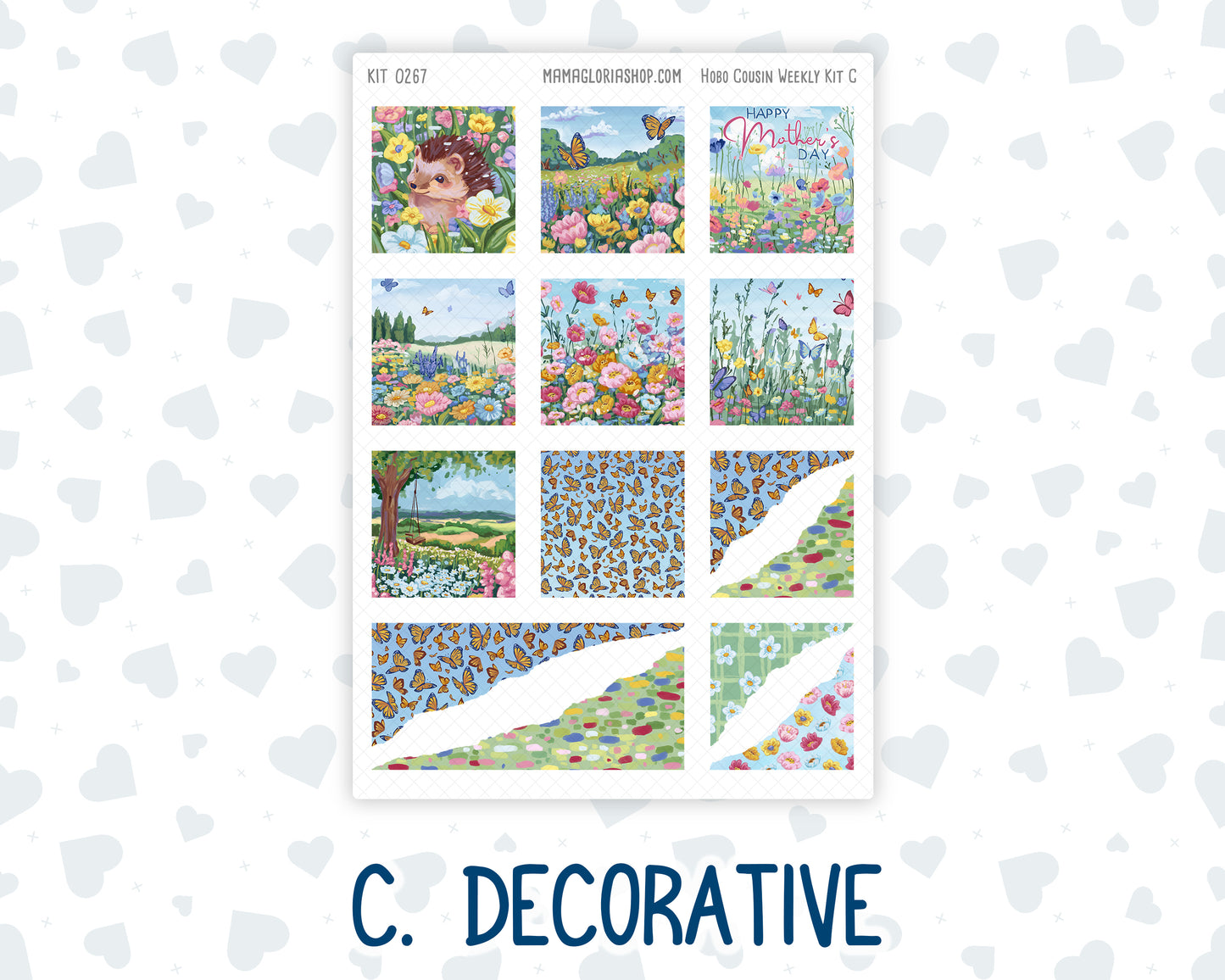 Kit 0267 - Hobonichi Cousin - Weekly Kit - May - Flowers For Mama - 1.3” Wide Columns