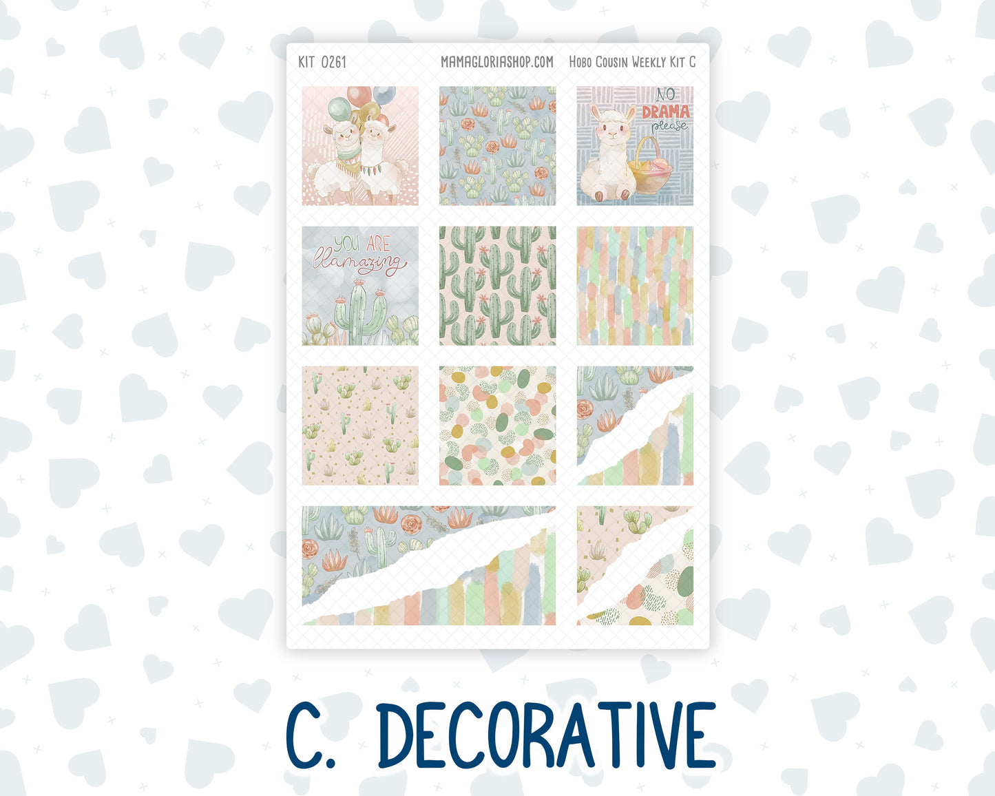 Kit 0261 - Hobonichi Cousin - Weekly Kit - April - Llama Spring - 1.3” Wide Columns