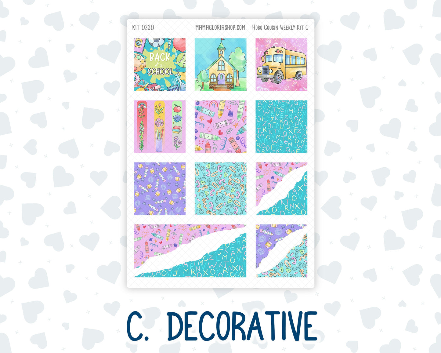 Kit 0230 - Hobonichi Cousin - Weekly Kit - August - School Daze - 1.3” Wide Columns