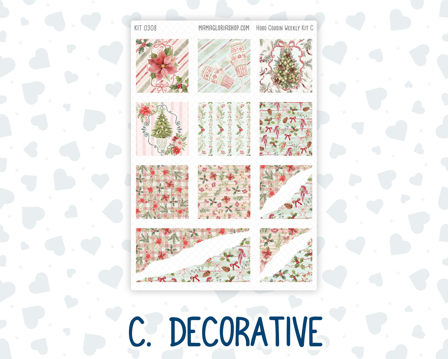 Kit 0308 - Hobonichi Cousin - Weekly Kit - December - Knit & Holly - 1.3” Wide Columns