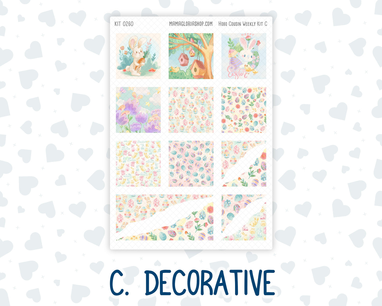 Kit 0260 - Hobonichi Cousin - Weekly Kit - April - Pastel Egg Hunt - 1.3” Wide Columns