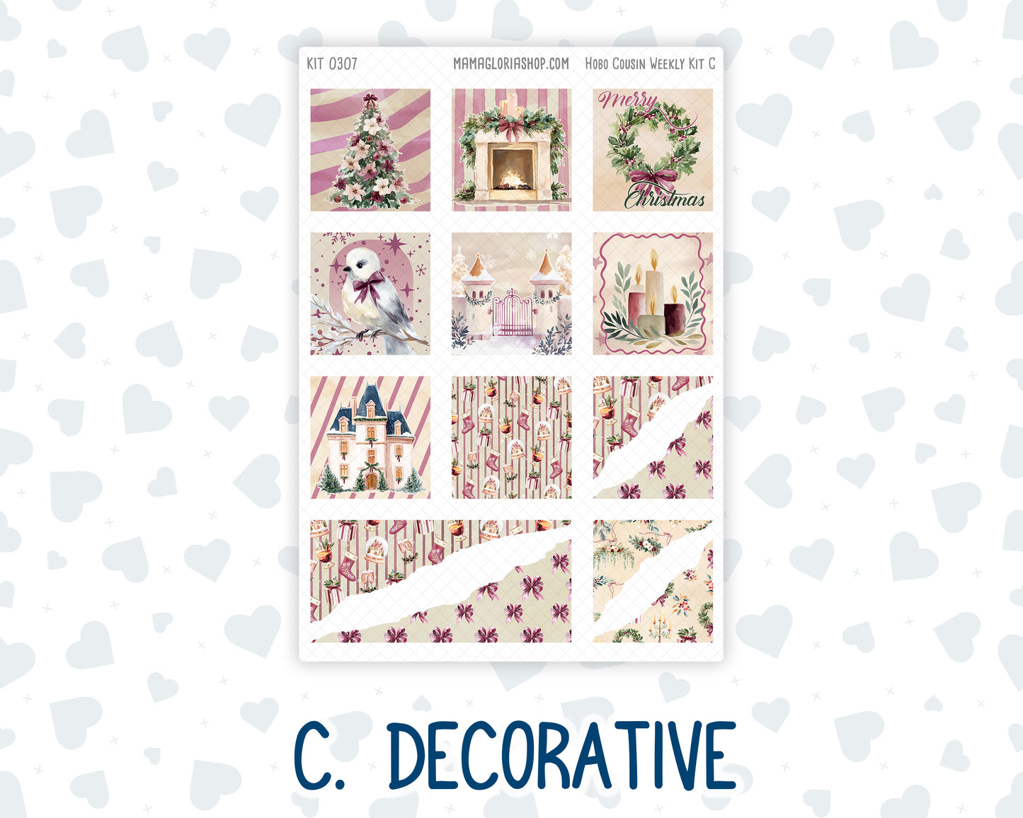 Kit 0307 - Hobonichi Cousin - Weekly Kit - December - Velvet Hearth - 1.3” Wide Columns