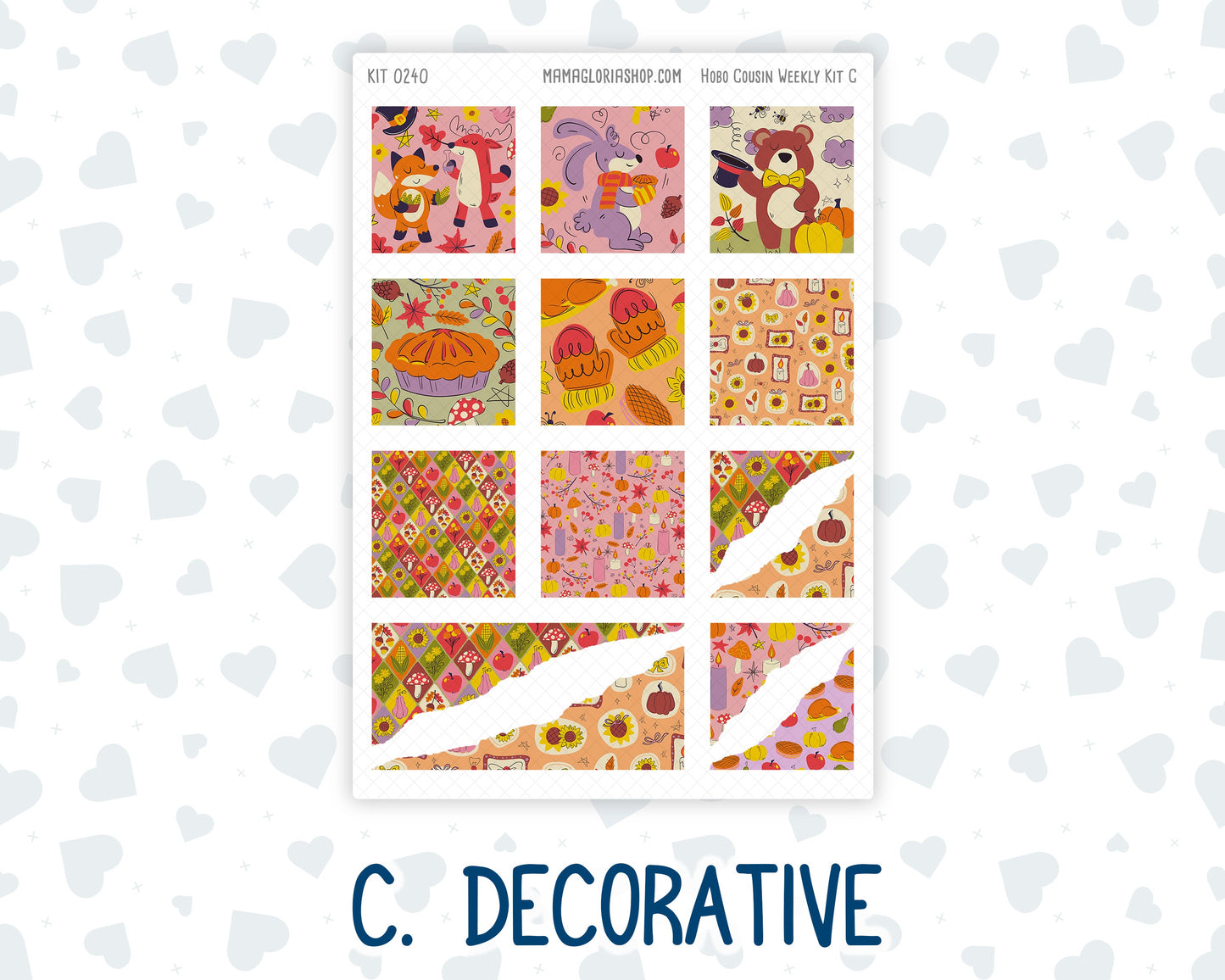 Kit 0240 - Hobonichi Cousin - Weekly Kit - November - Cozy Thanksgiving - 1.3” Wide Columns