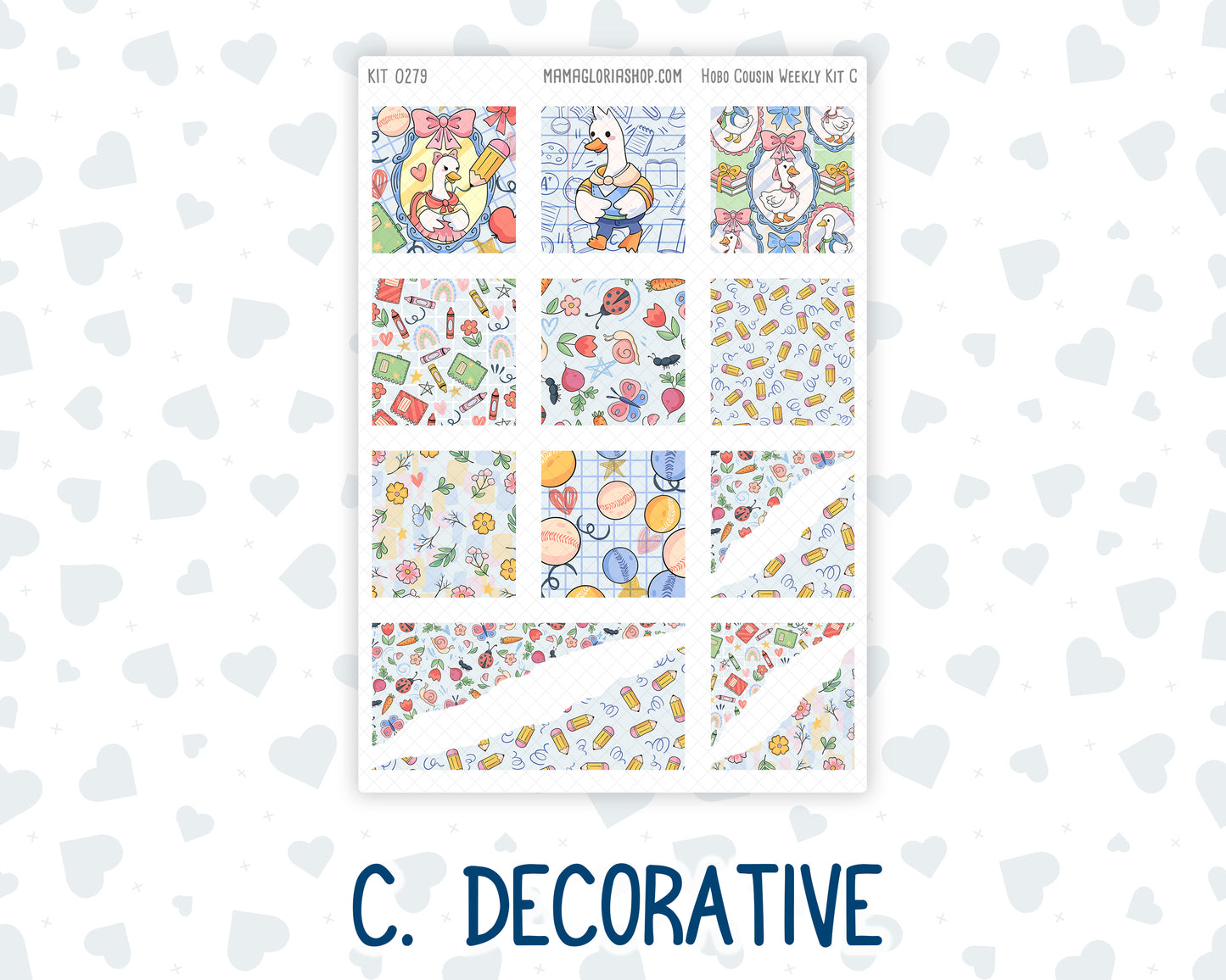 Kit 0279 - Hobonichi Cousin - Weekly Kit - August - Not Ready For School - 1.3” Wide Columns