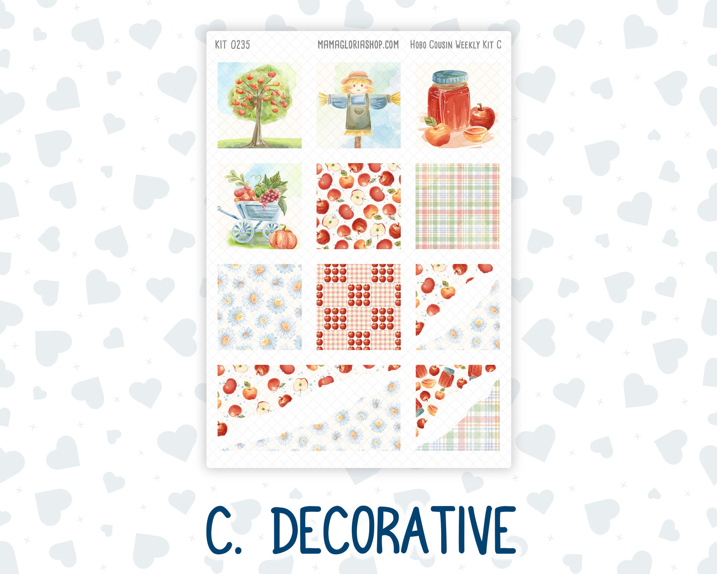 Kit 0235 - Hobonichi Cousin - Weekly Kit - September - Apple Orchard - 1.3” Wide Columns