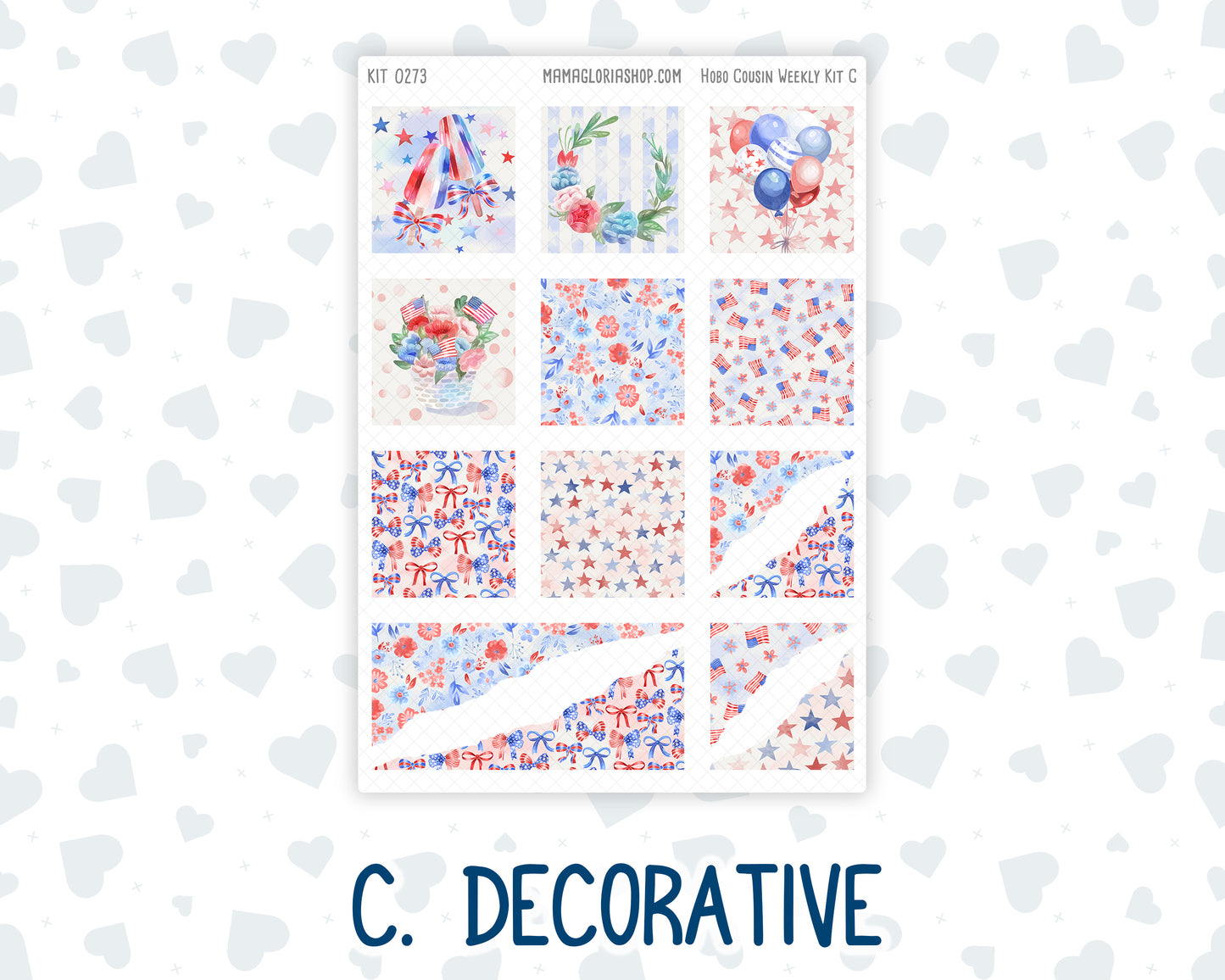 Kit 0273 - Hobonichi Cousin - Weekly Kit - July - Americana In Bloom - 1.3” Wide Columns